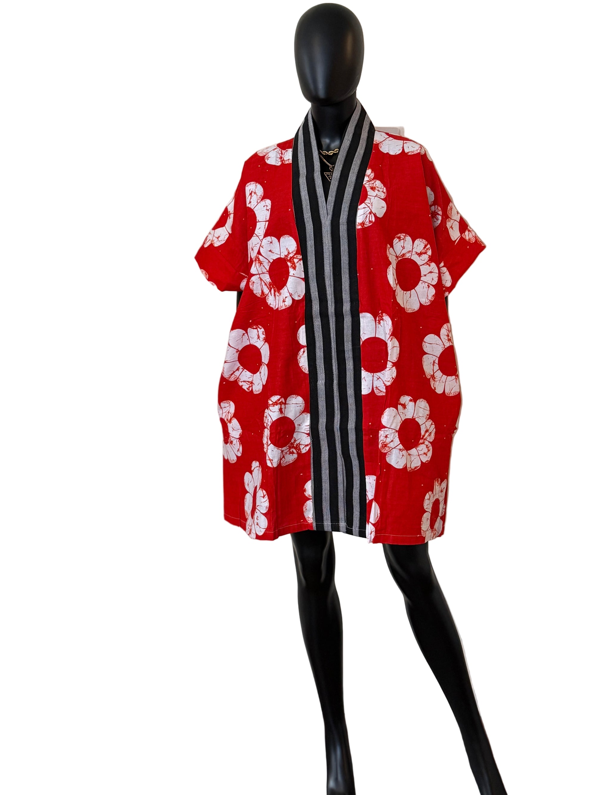Chic Short Bubu Dress with Aso Oke Detail One Size, 100% Cotton 0.1