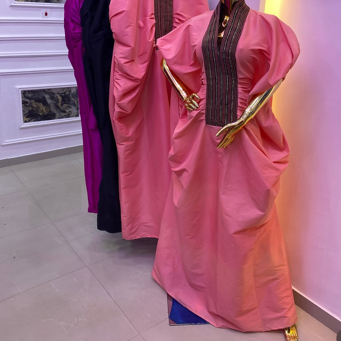 Regal Raw Silk Bubu with Aso Oke Neckline – 65 Inches + Head Scarf
