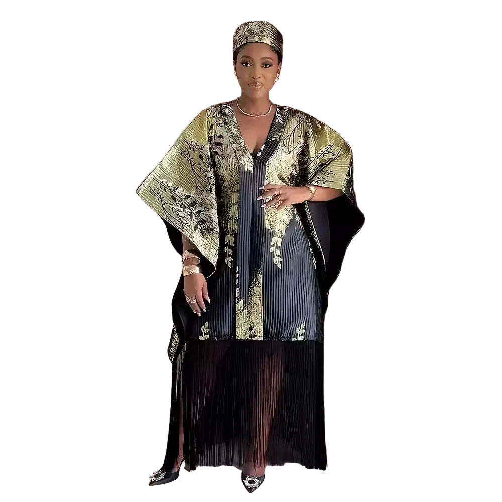 Chick Luxury brocade boubou dress with Fringes