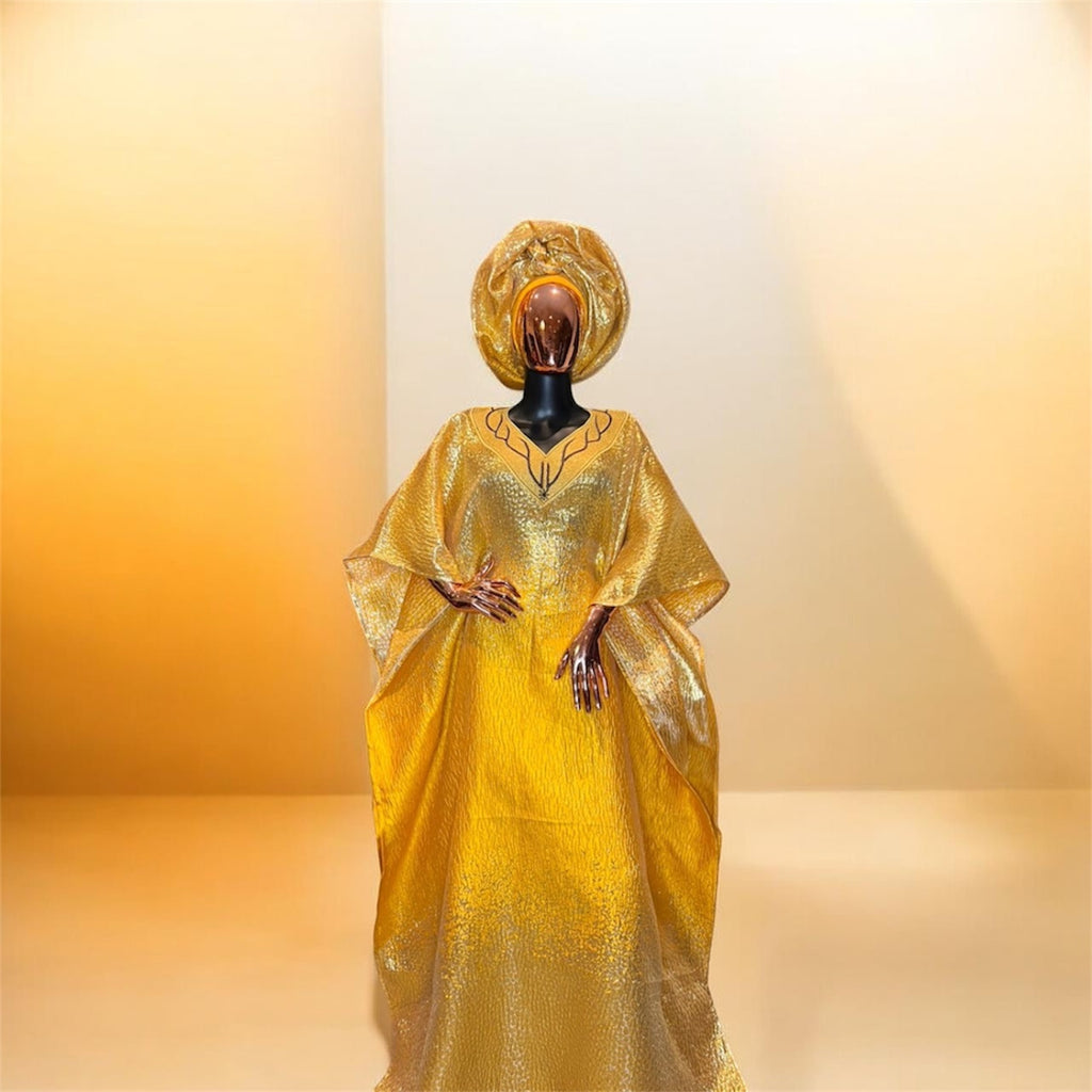 Brocade Embroidered Bubu with Head tie & Inner Belt