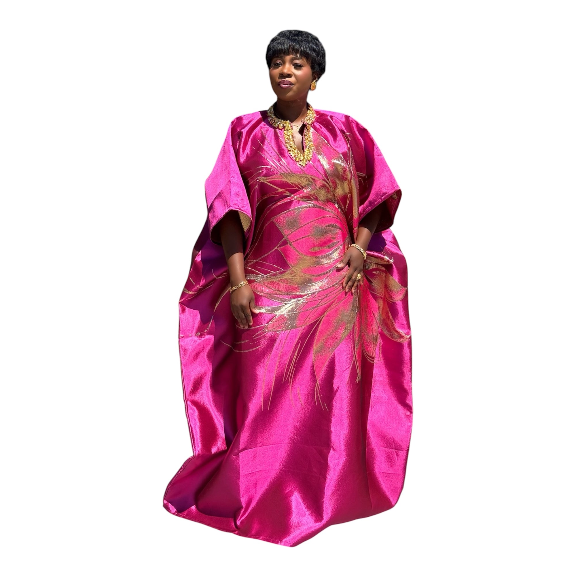 Grace  Luxury embellished Brocade Bubu with Scarf