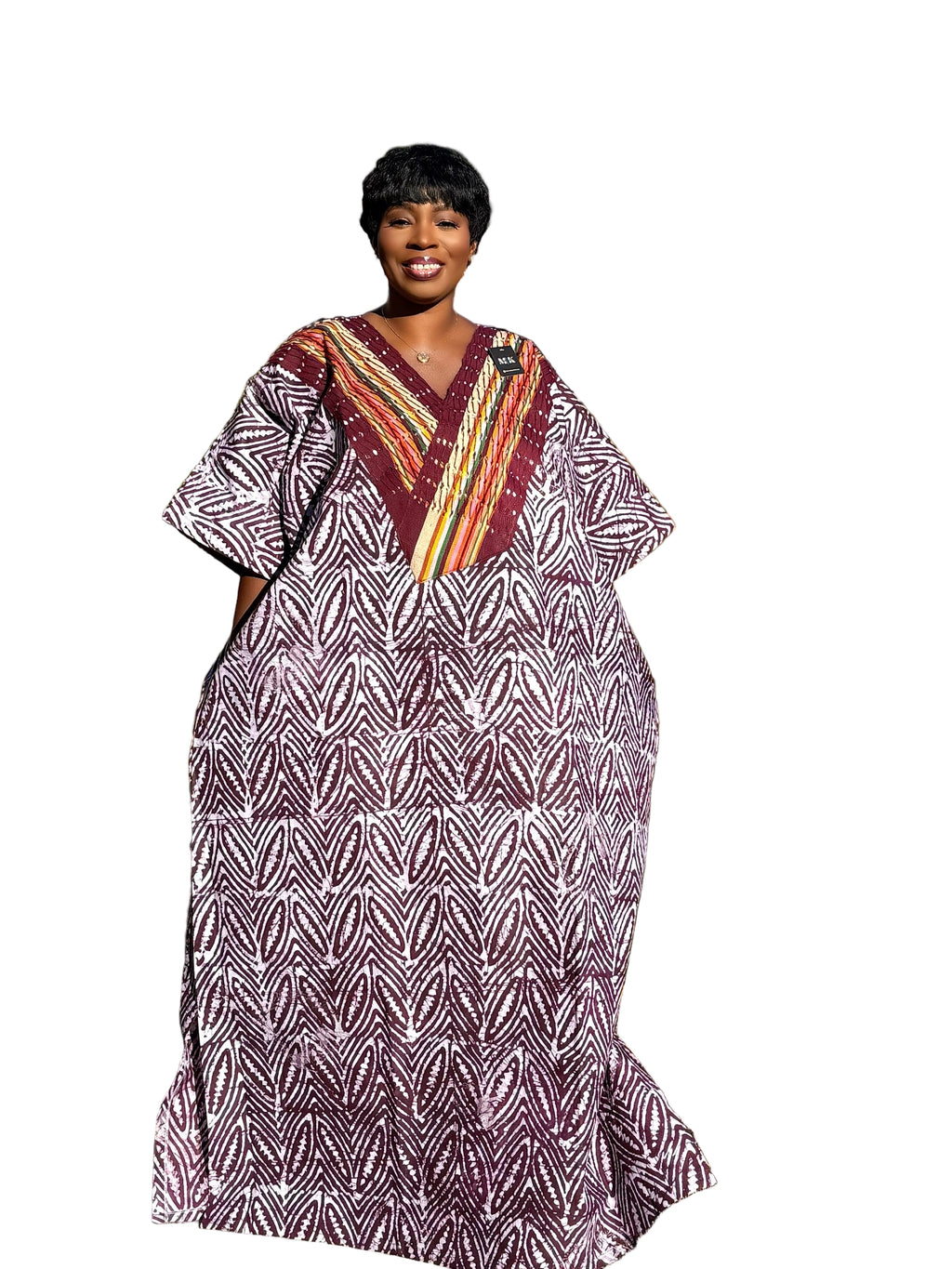 Burgundy Luxury Cotton Adire (Tie and Dye) Bubu with head wrap