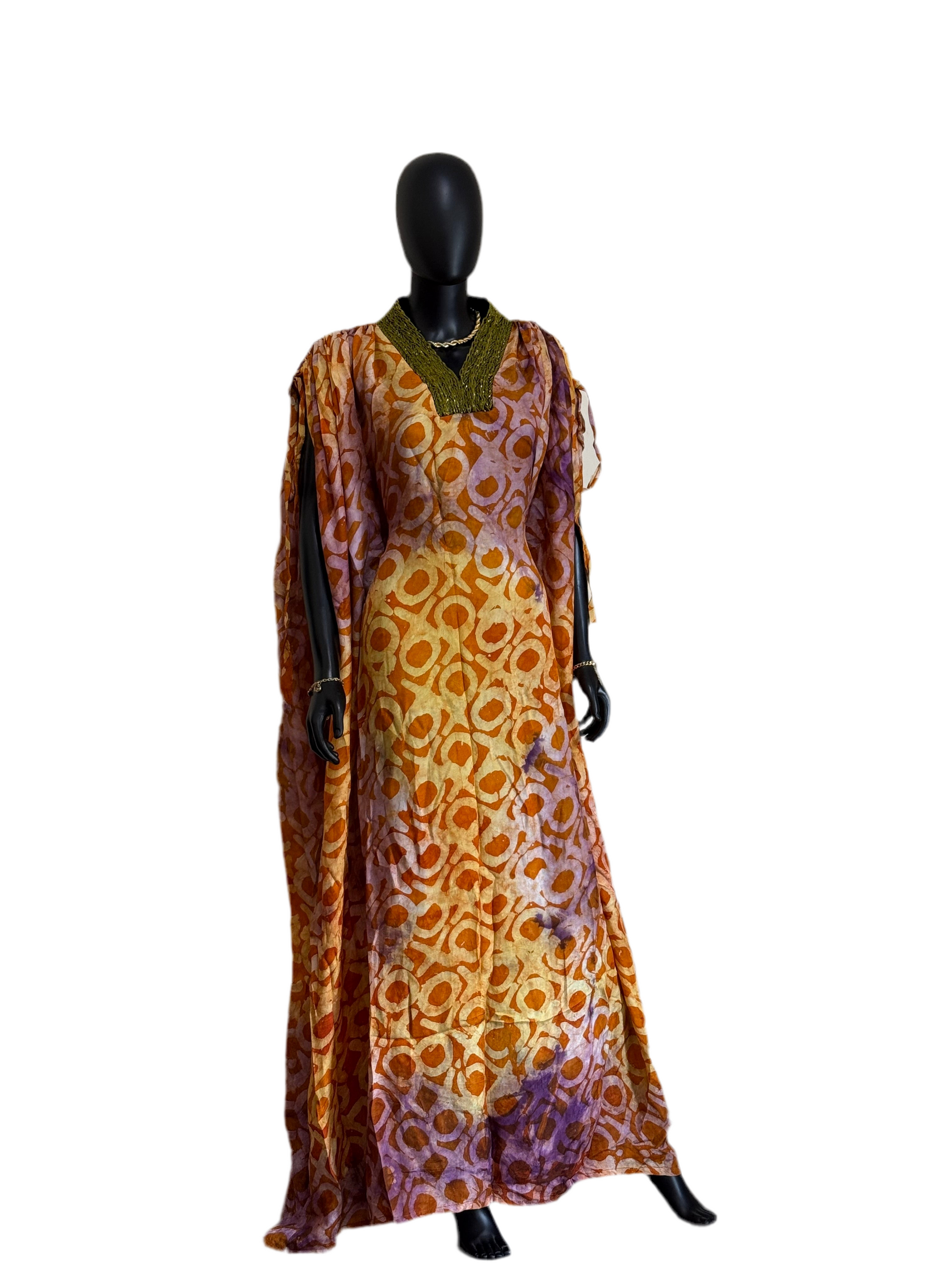 Hand-Beaded Adire Bubu – 64” with Inner Waist Belt 2.0
