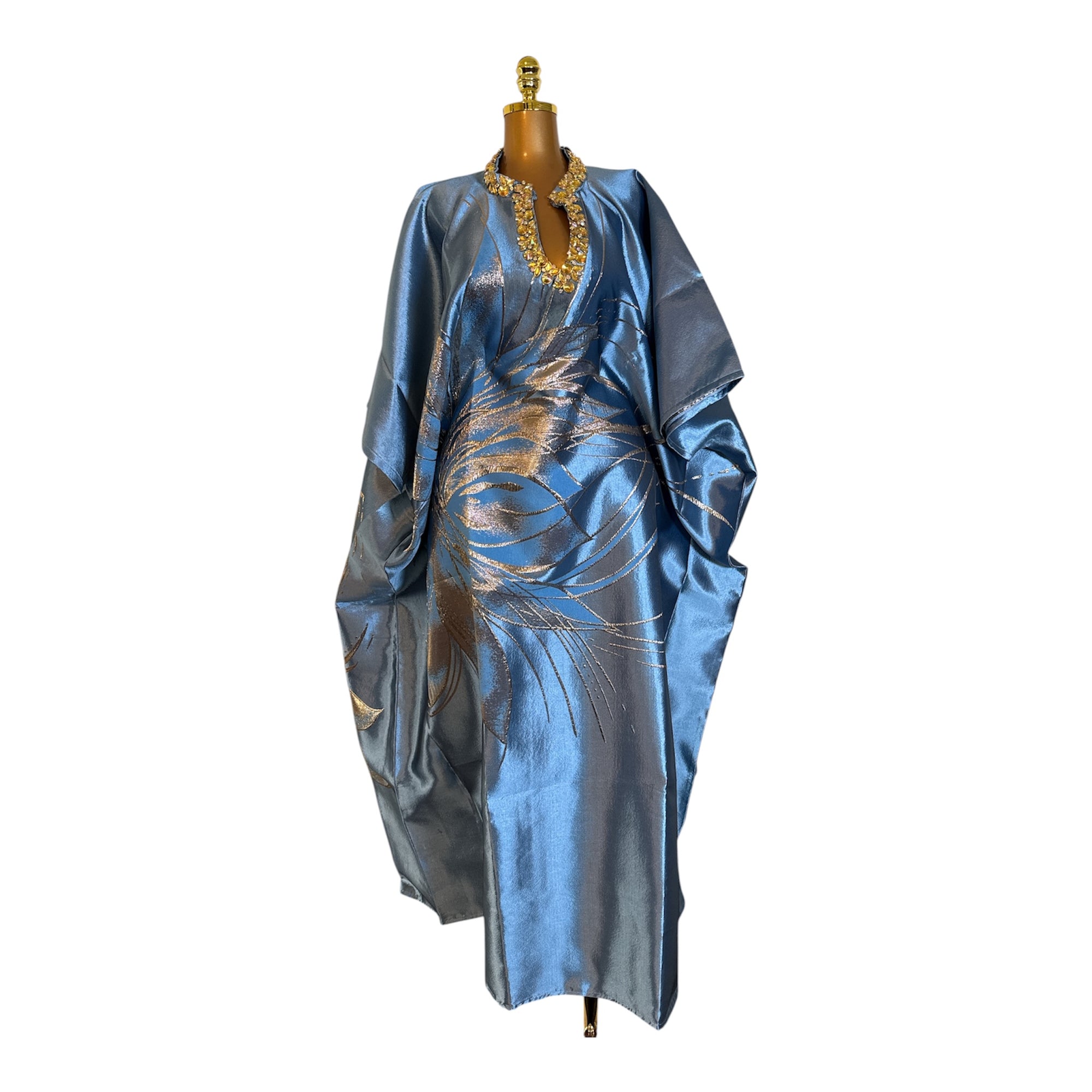 Grace  Luxury embellished Brocade Bubu with Scarf
