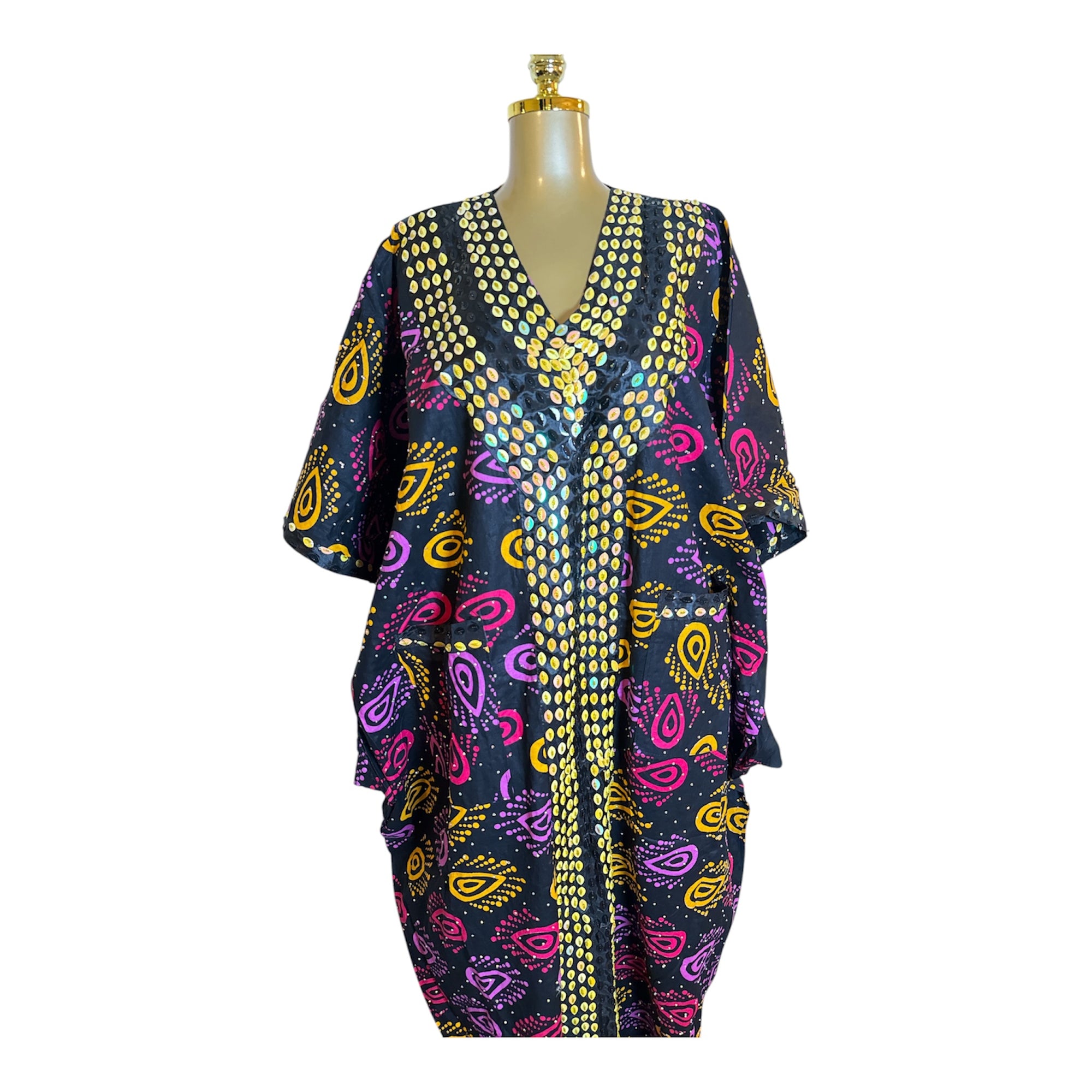 LUXURY FULLY BEADED COTTON ANKARA BUBU
