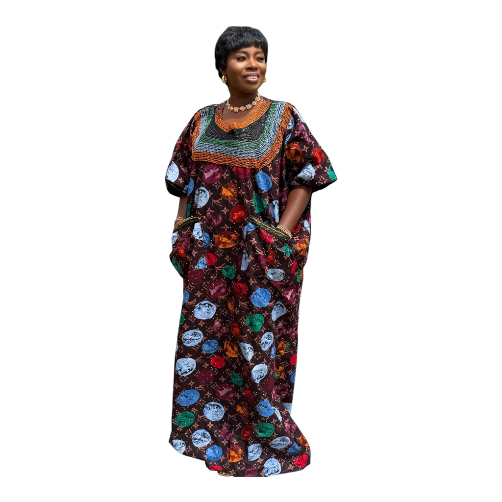 STONES ANKARA WITH BEADED NECKLINE