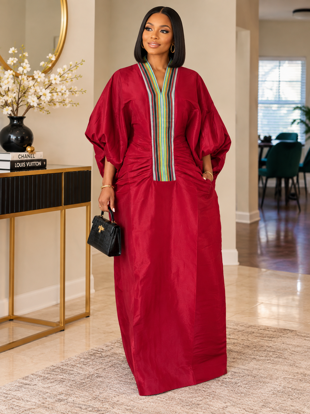 Luxury Taffeta & ASOKE Boubou Dress | African Kaftan with Head Wrap