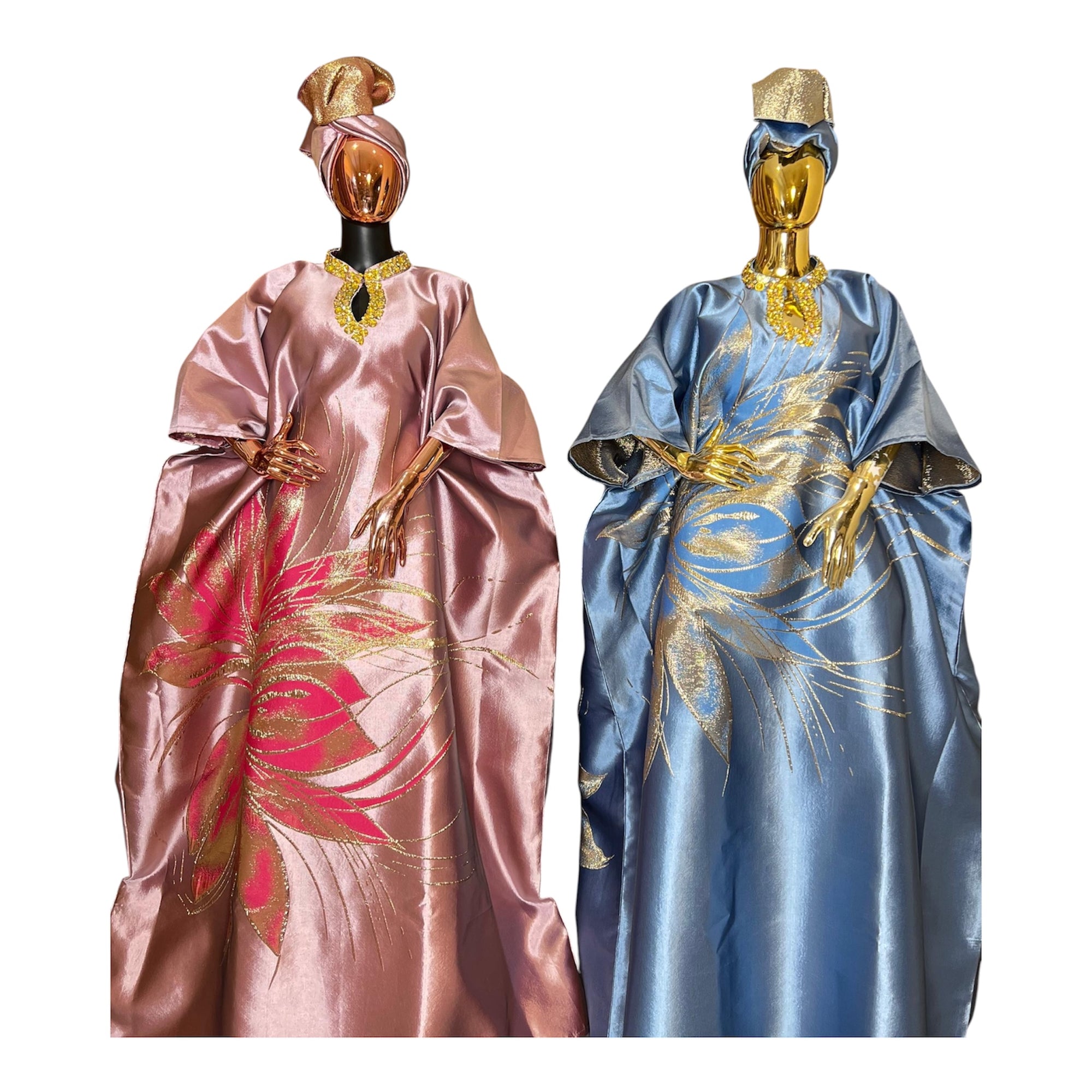 Grace  Luxury embellished Brocade Bubu with Scarf