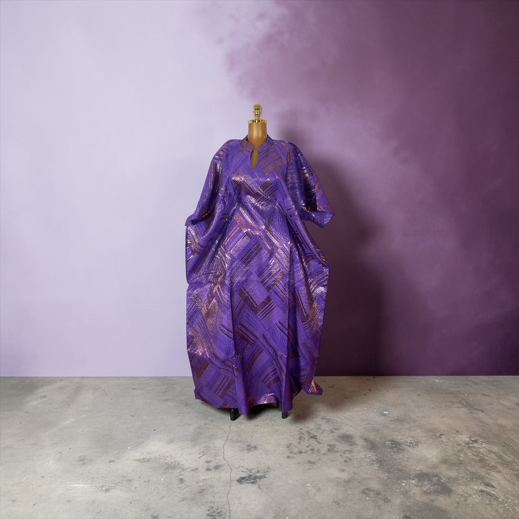 Luxury brocade boubou dress with head wrap