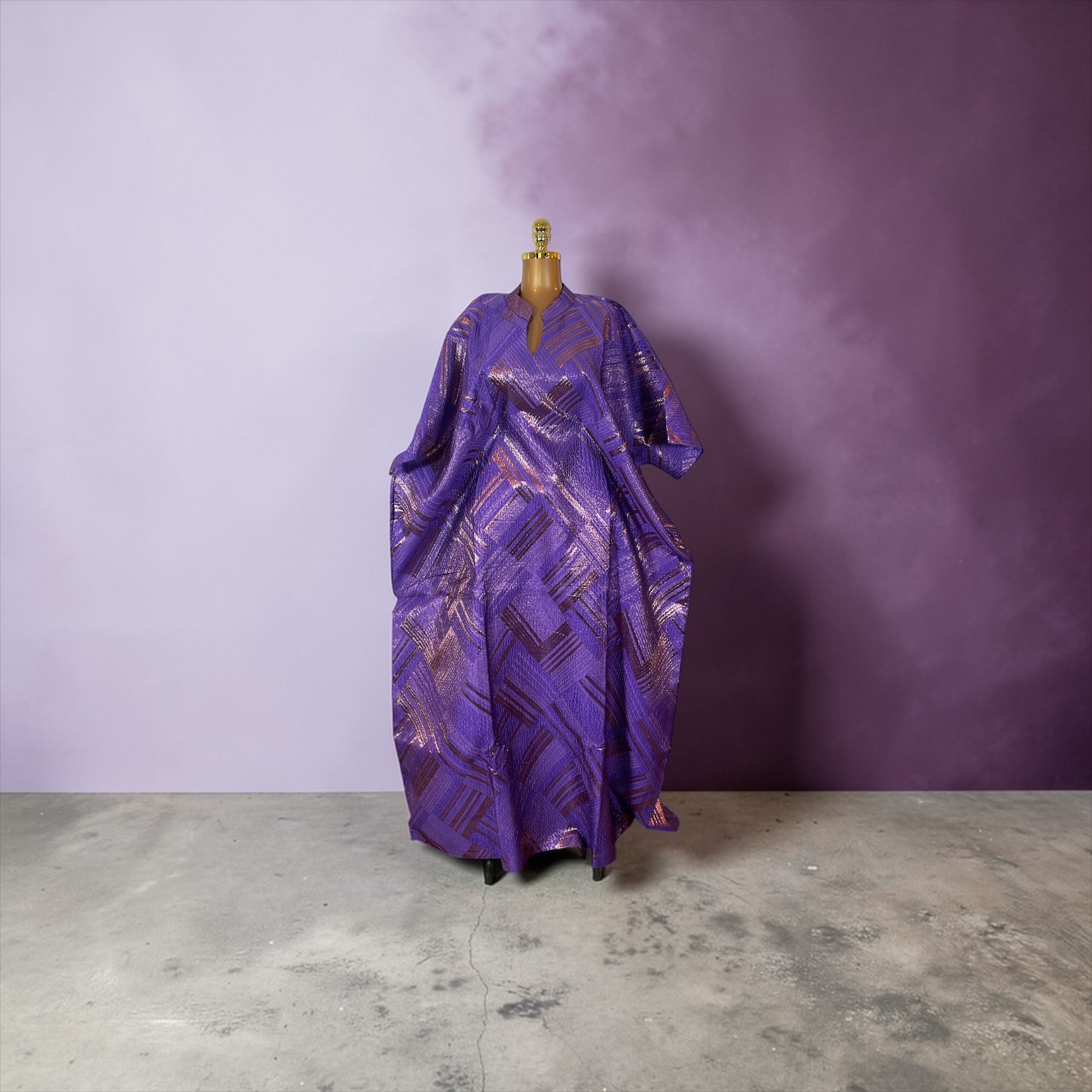 Luxury brocade boubou dress with head wrap