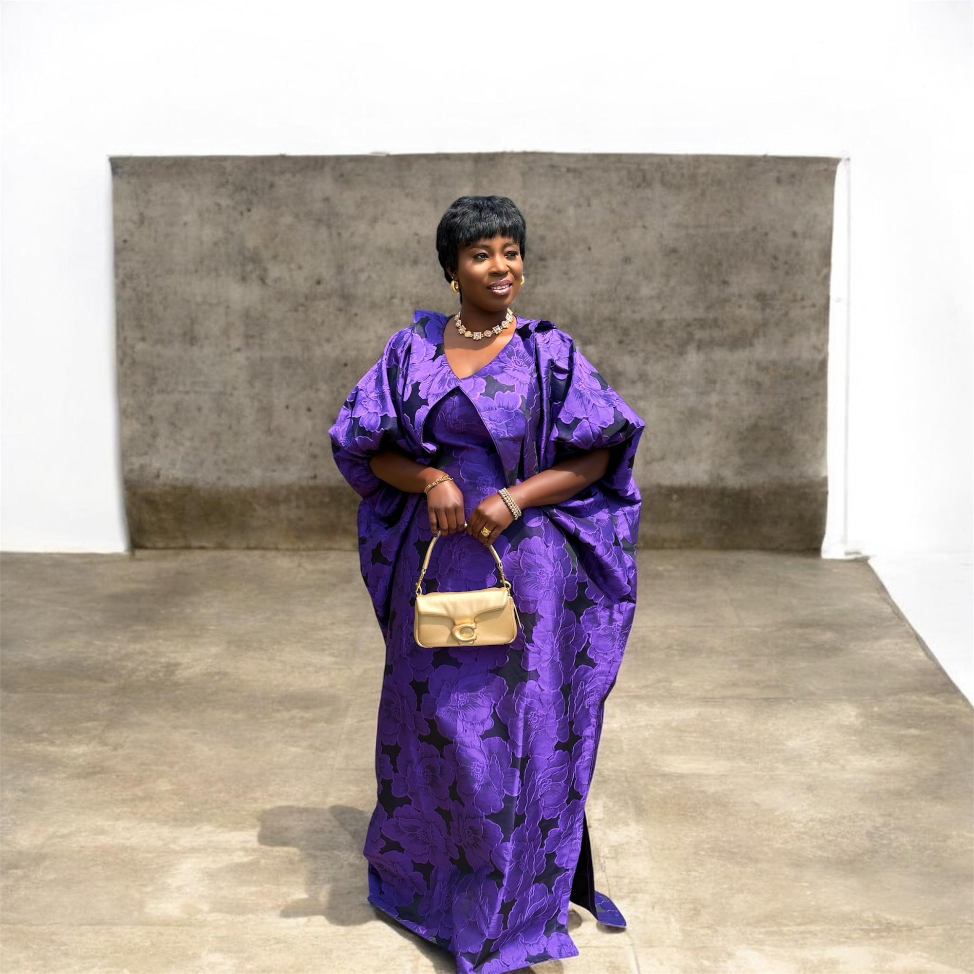 Maya  Luxury Brocade boubou dress with head wrap