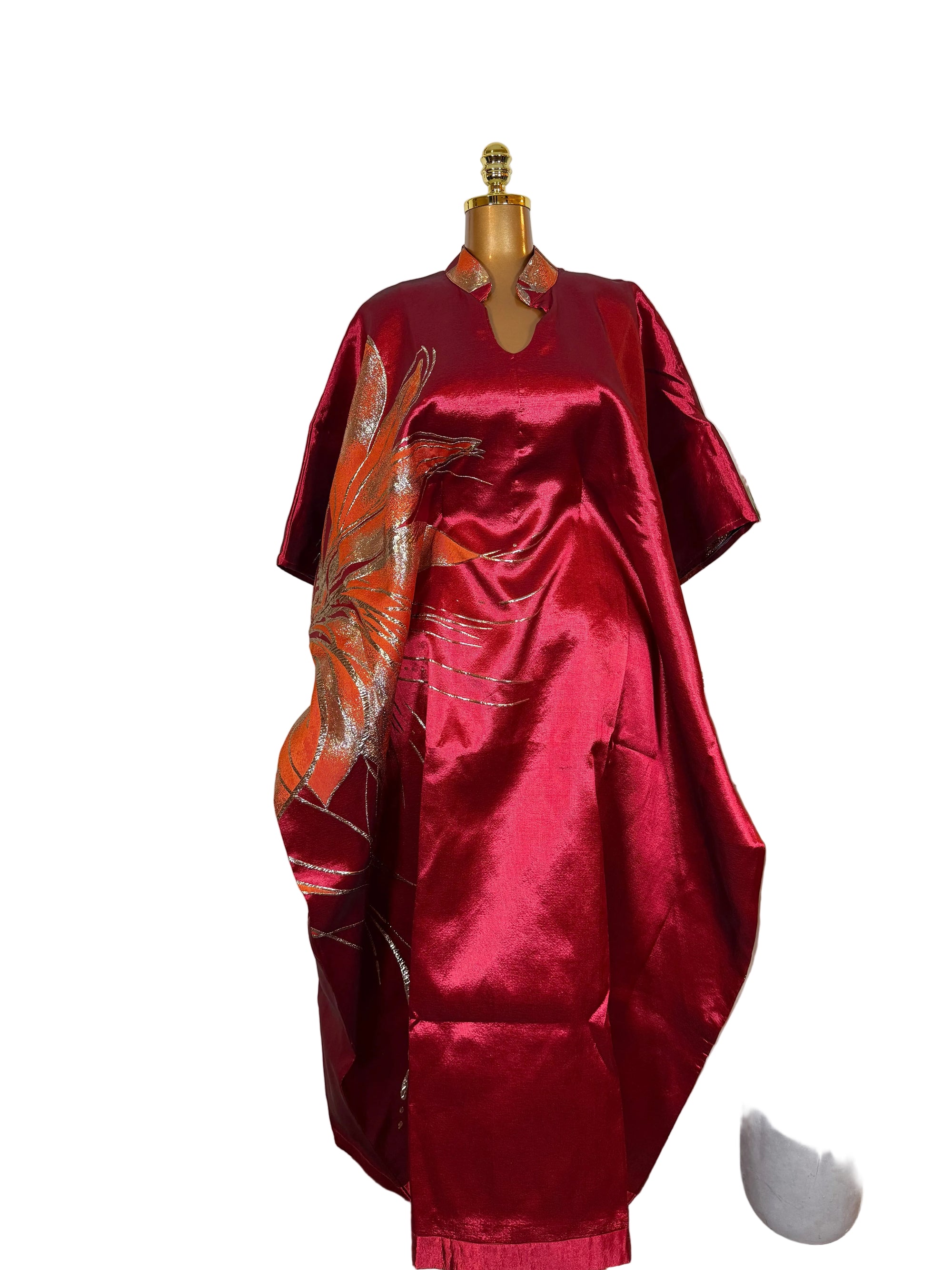 Brocade Bubu Set 62” Luxury Kaftan with Head Wrap & Inner Belt