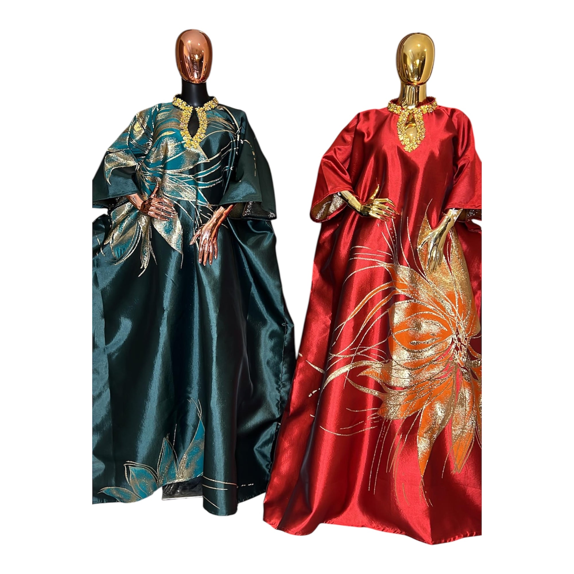 Grace  Luxury embellished Brocade Bubu with Scarf