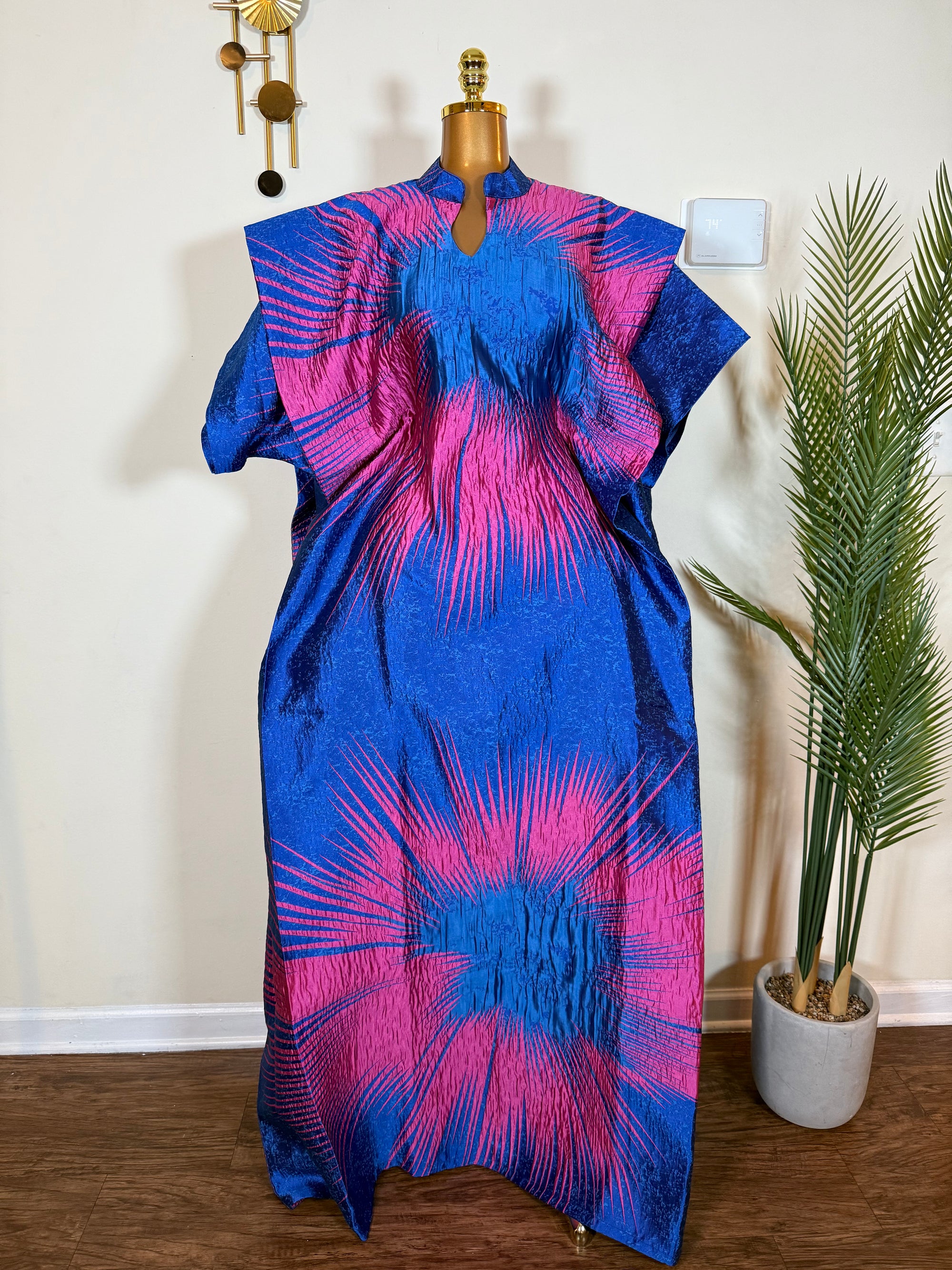 Regal Bloom Brocade Bubu Set 62” Luxury Kaftan with Head Wrap & Inner Belt