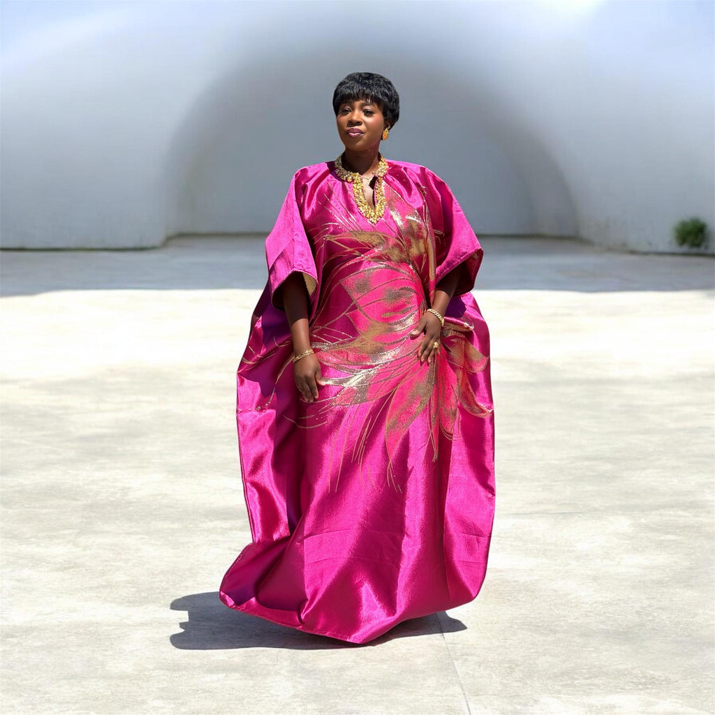 Grace  Luxury embellished Brocade Bubu with Scarf