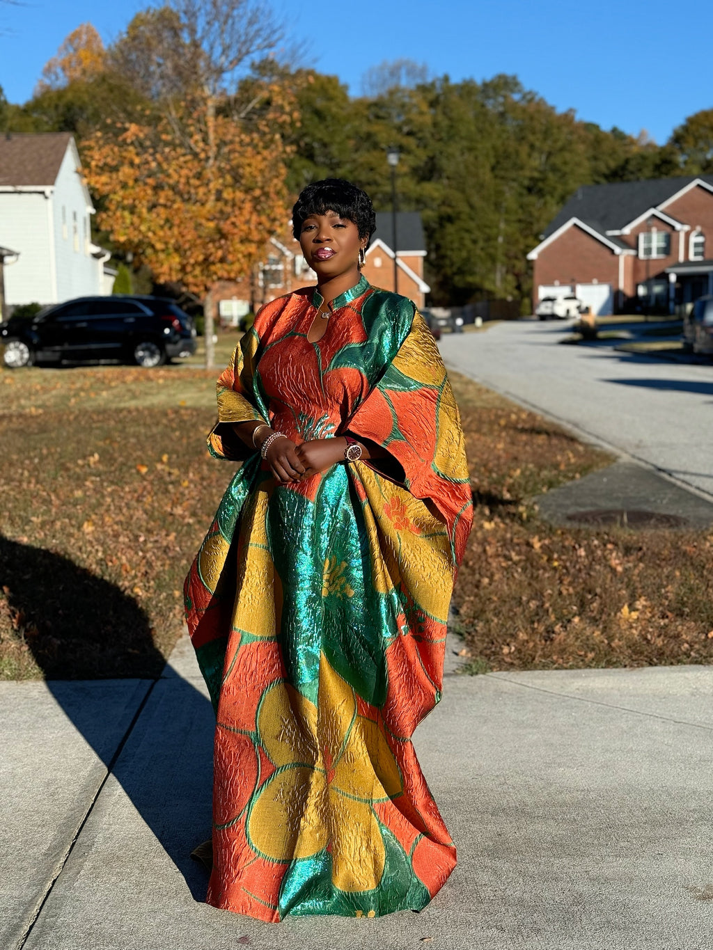 Dela Luxury brocade butterfly Bubu dress