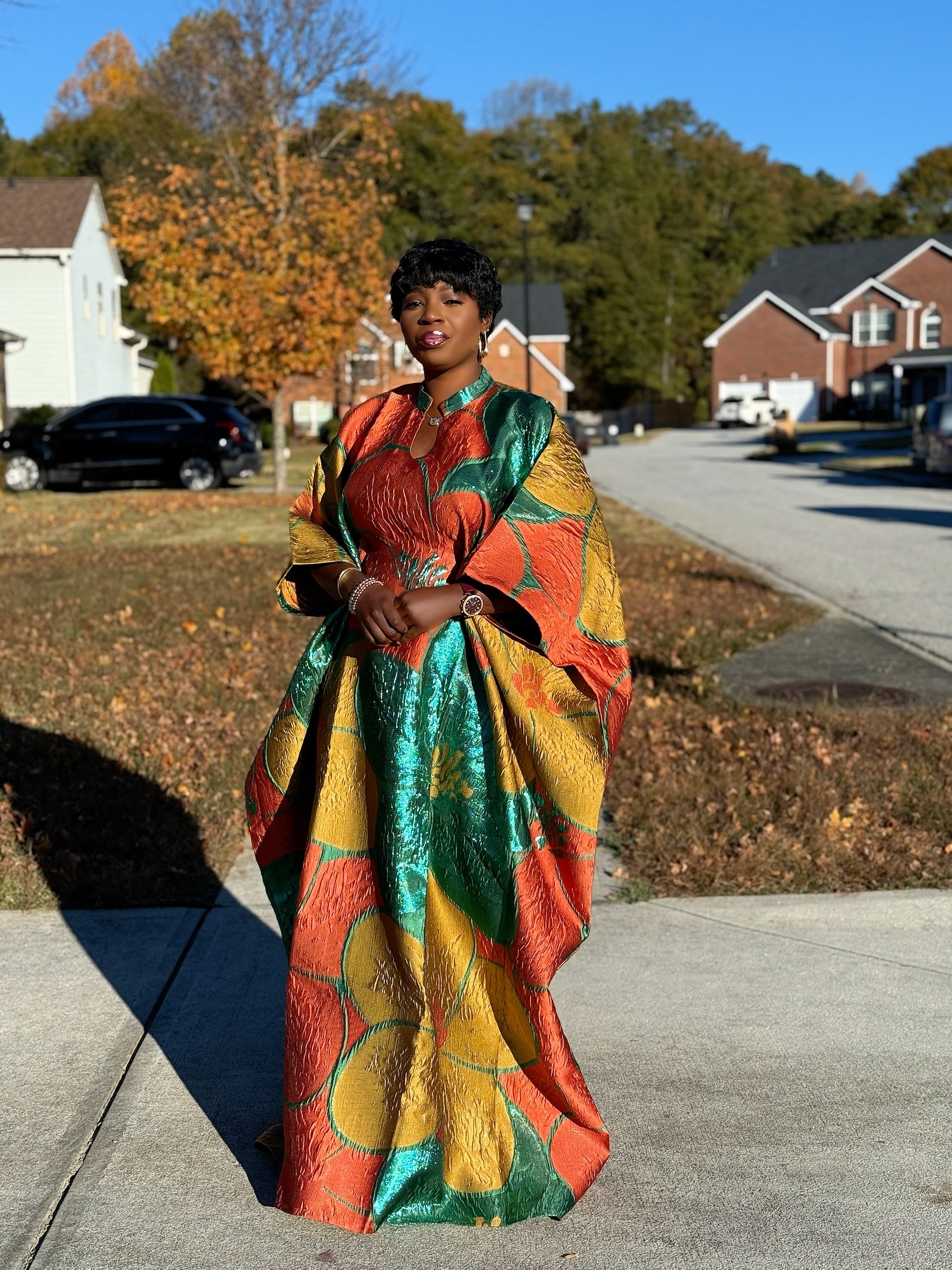 Dela Luxury brocade butterfly Bubu dress