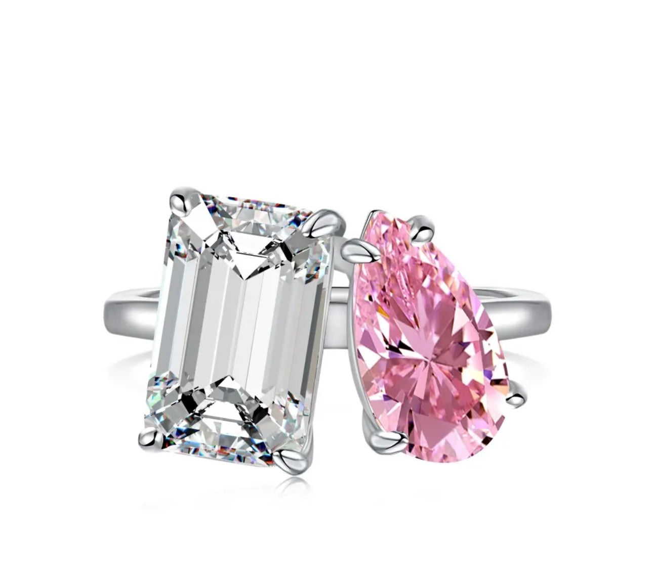 MANDY DOUBLE DIAMOND RING (STERLING SILVER)
