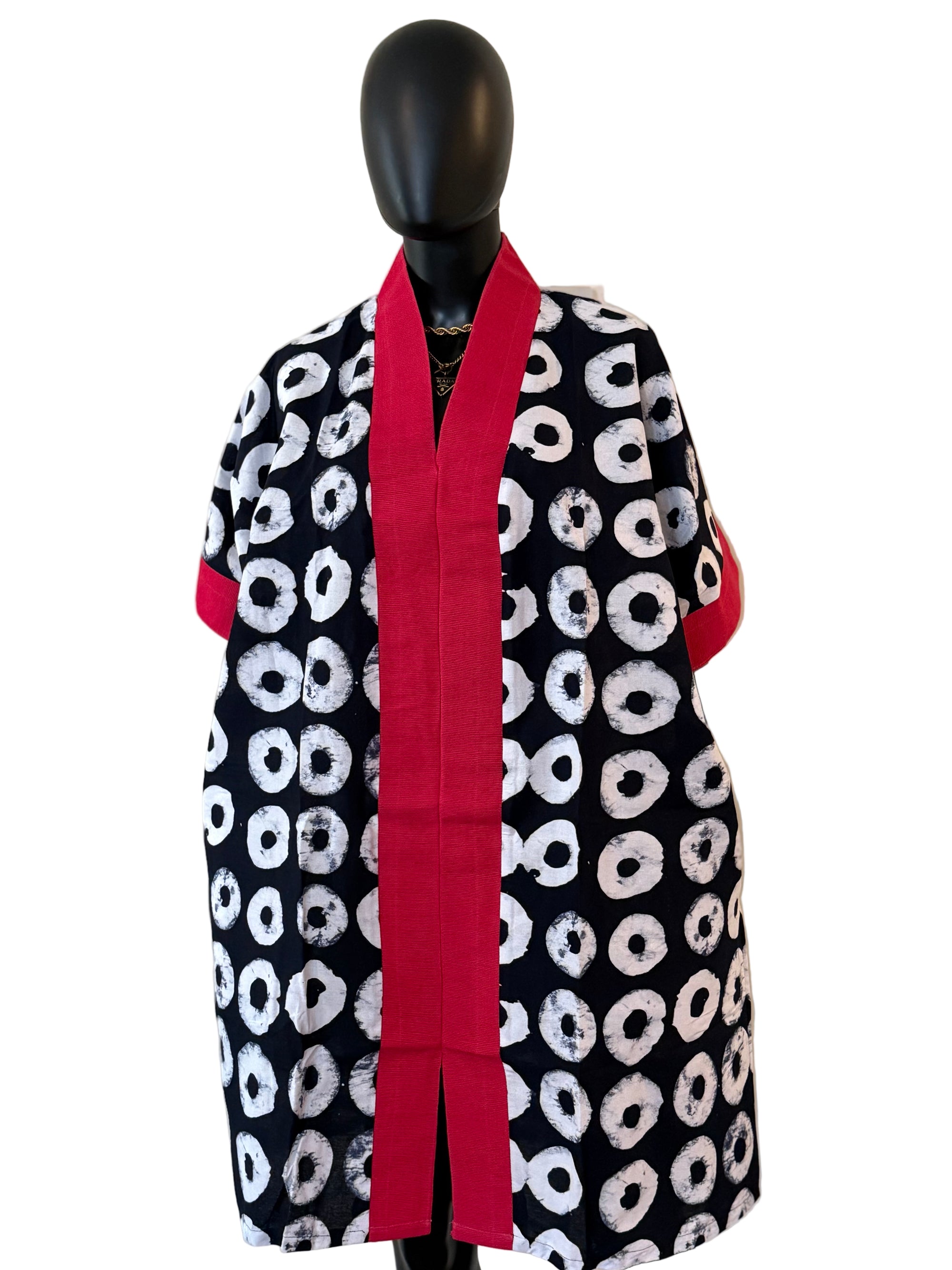 Chic Short Bubu Dress with Aso Oke Detail – One Size, 100% Cotton