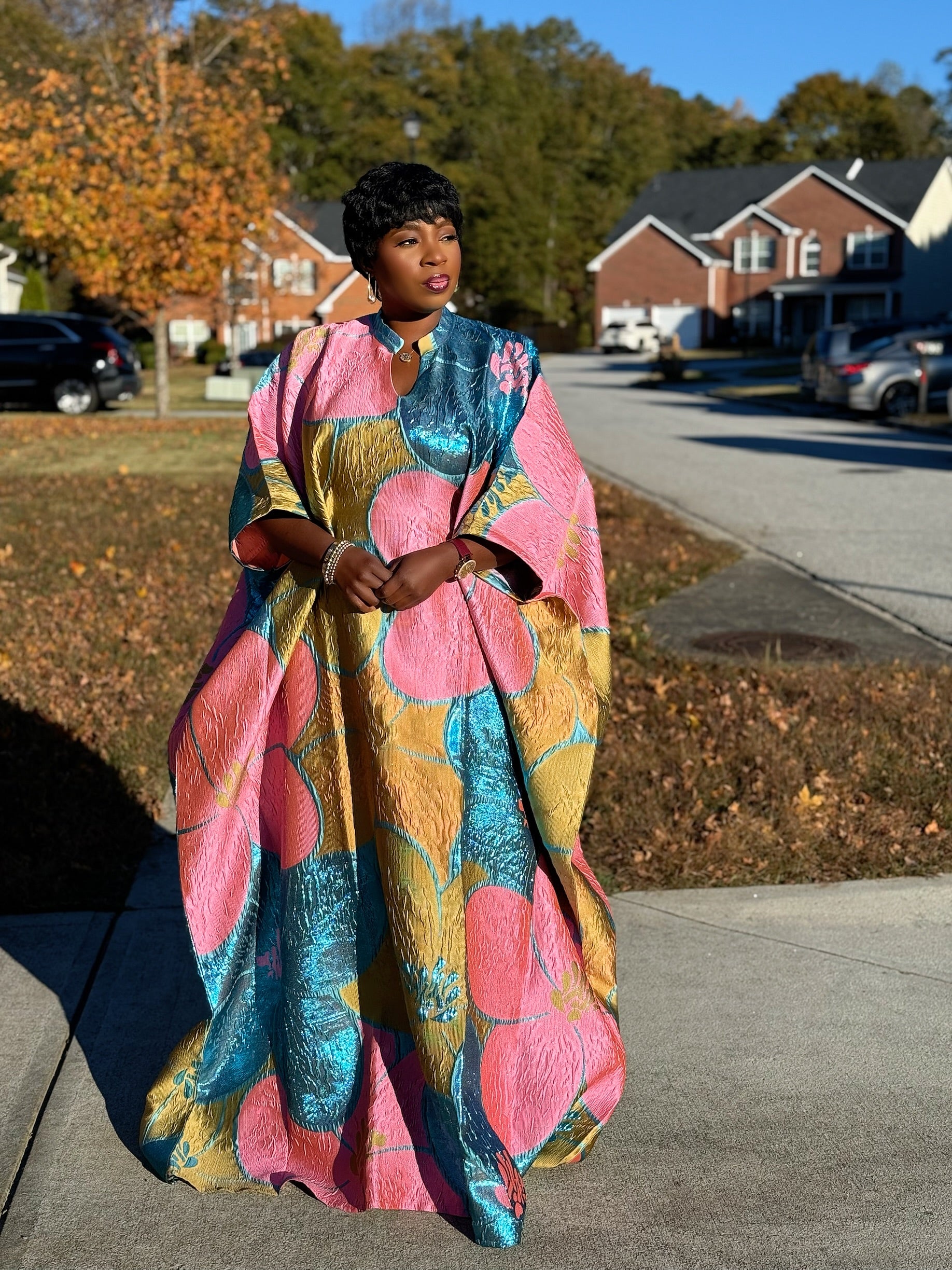 Dela Luxury brocade butterfly Bubu dress