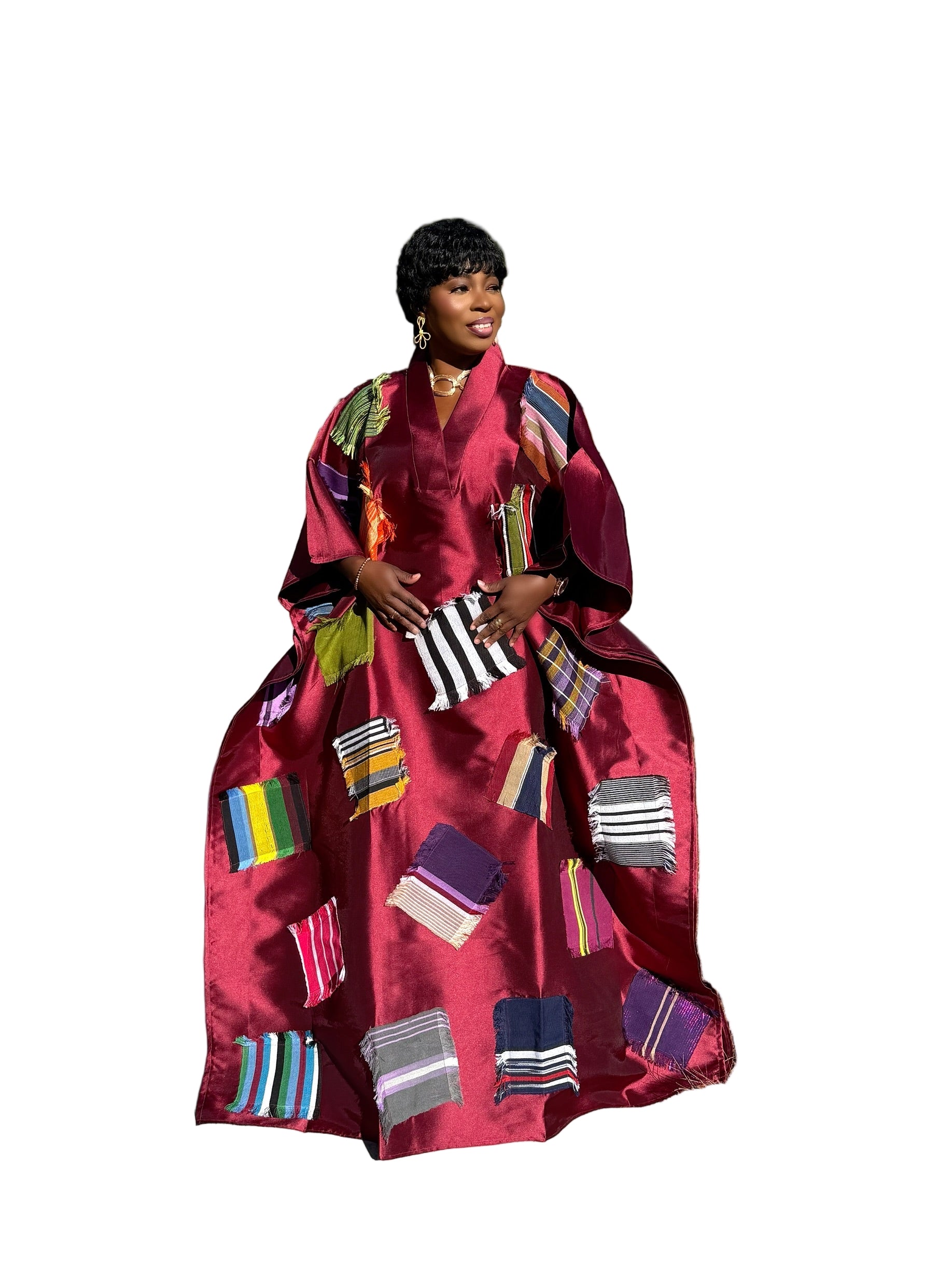 Luxury mikado with ASOKE patches Bubu butterfly dress