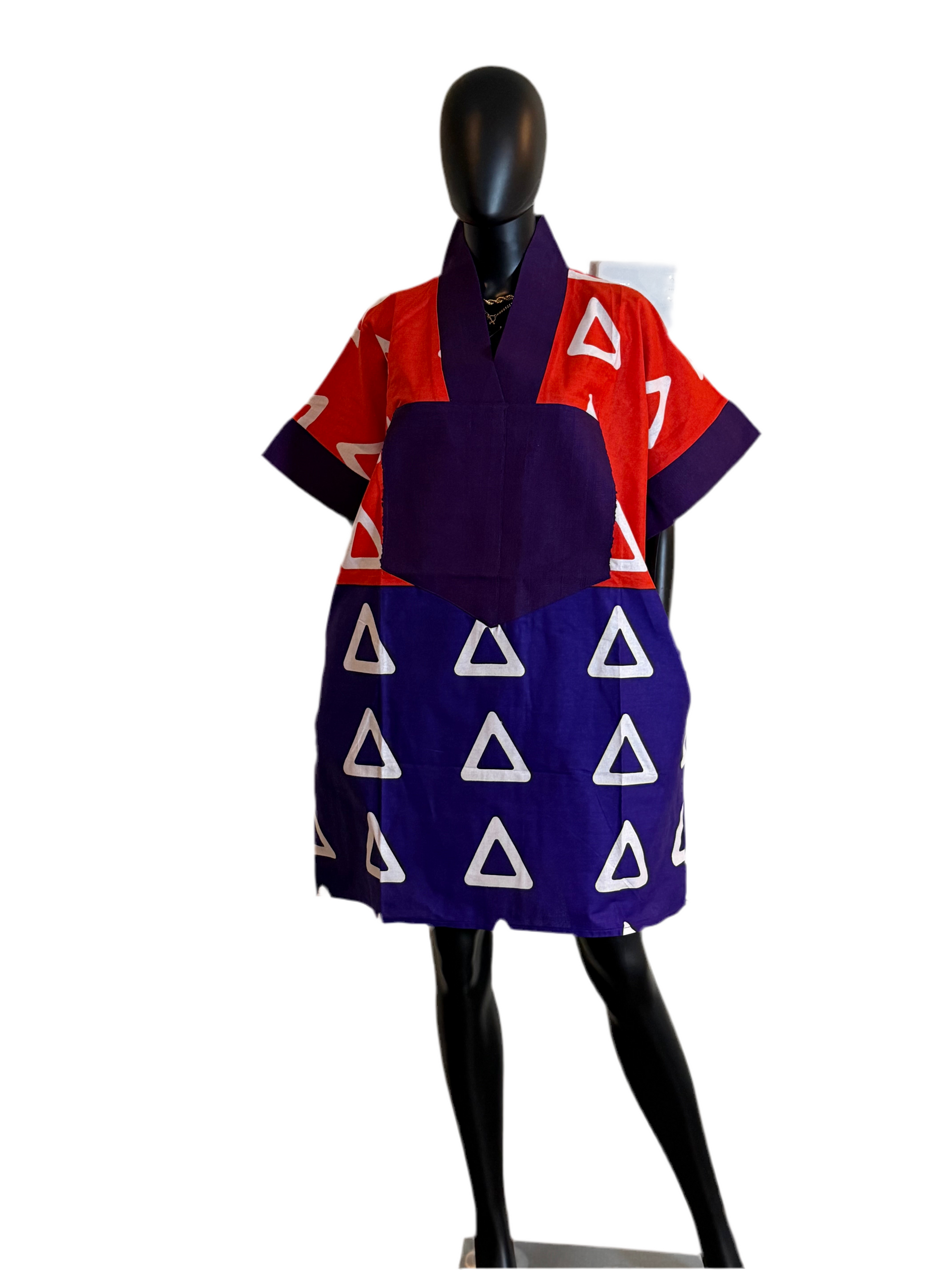 Short Ankara Bubu Dress with Asoke