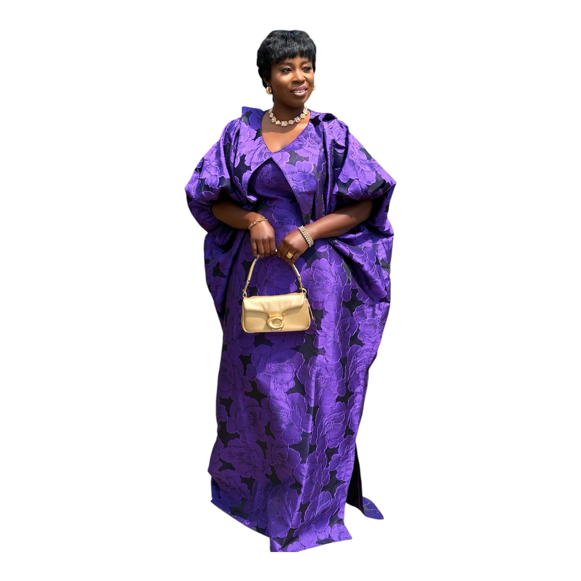 Maya  Luxury Brocade boubou dress with head wrap