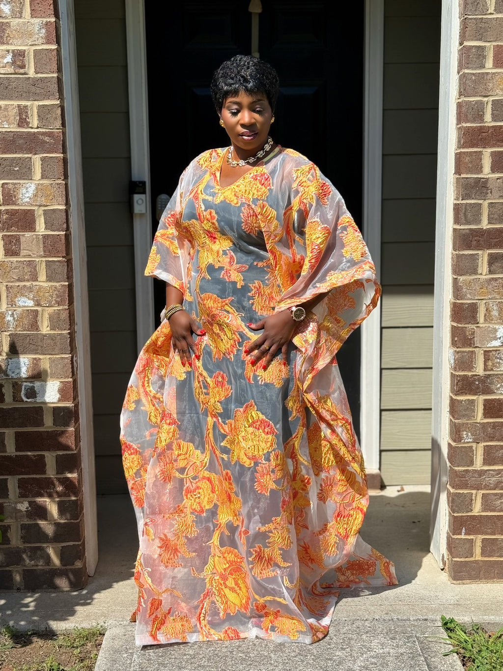 MARIAN Luxury brocade Organza boubou dress