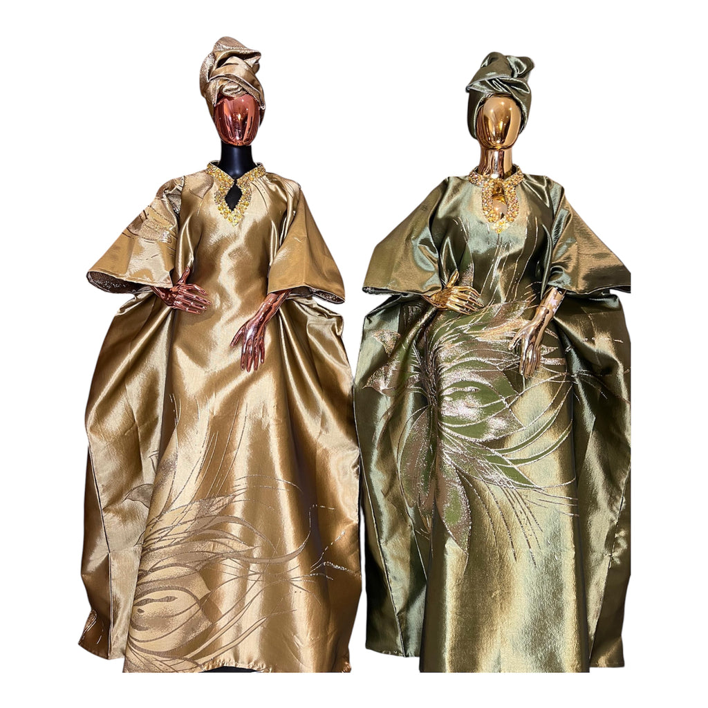 Grace  Luxury embellished Brocade Bubu with Scarf