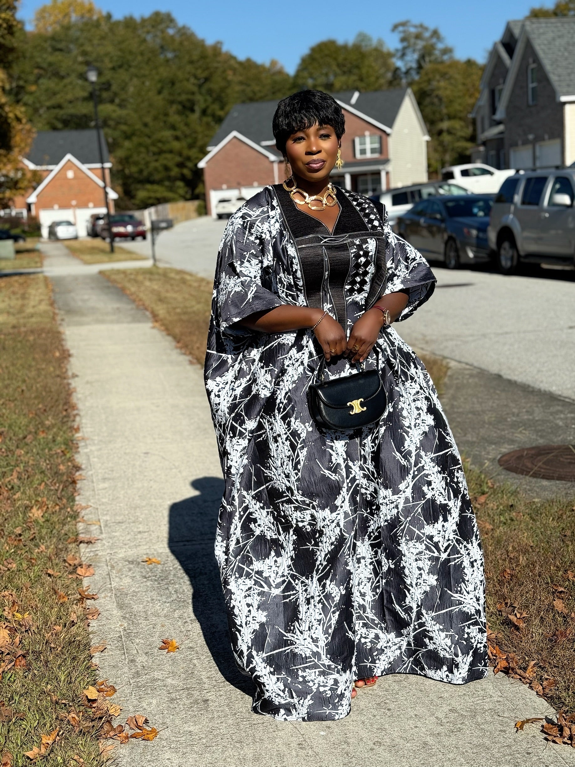 Naana Luxury Embroidered Brocade Bubu Dress  African Kaftan with Head Wrap