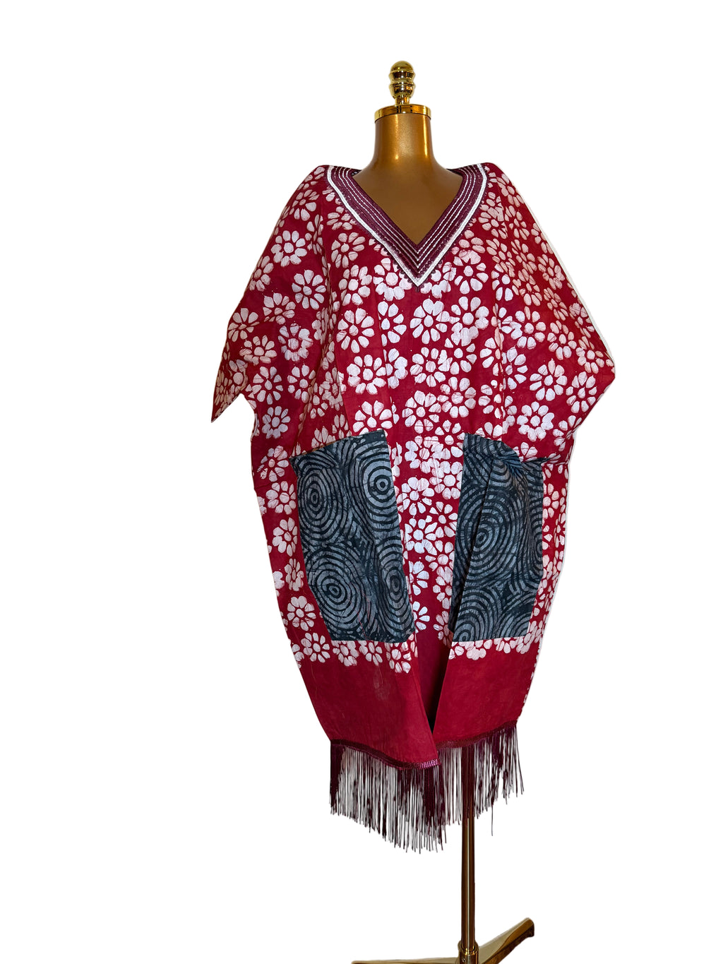 Luxury Adire Mini Fringe dress