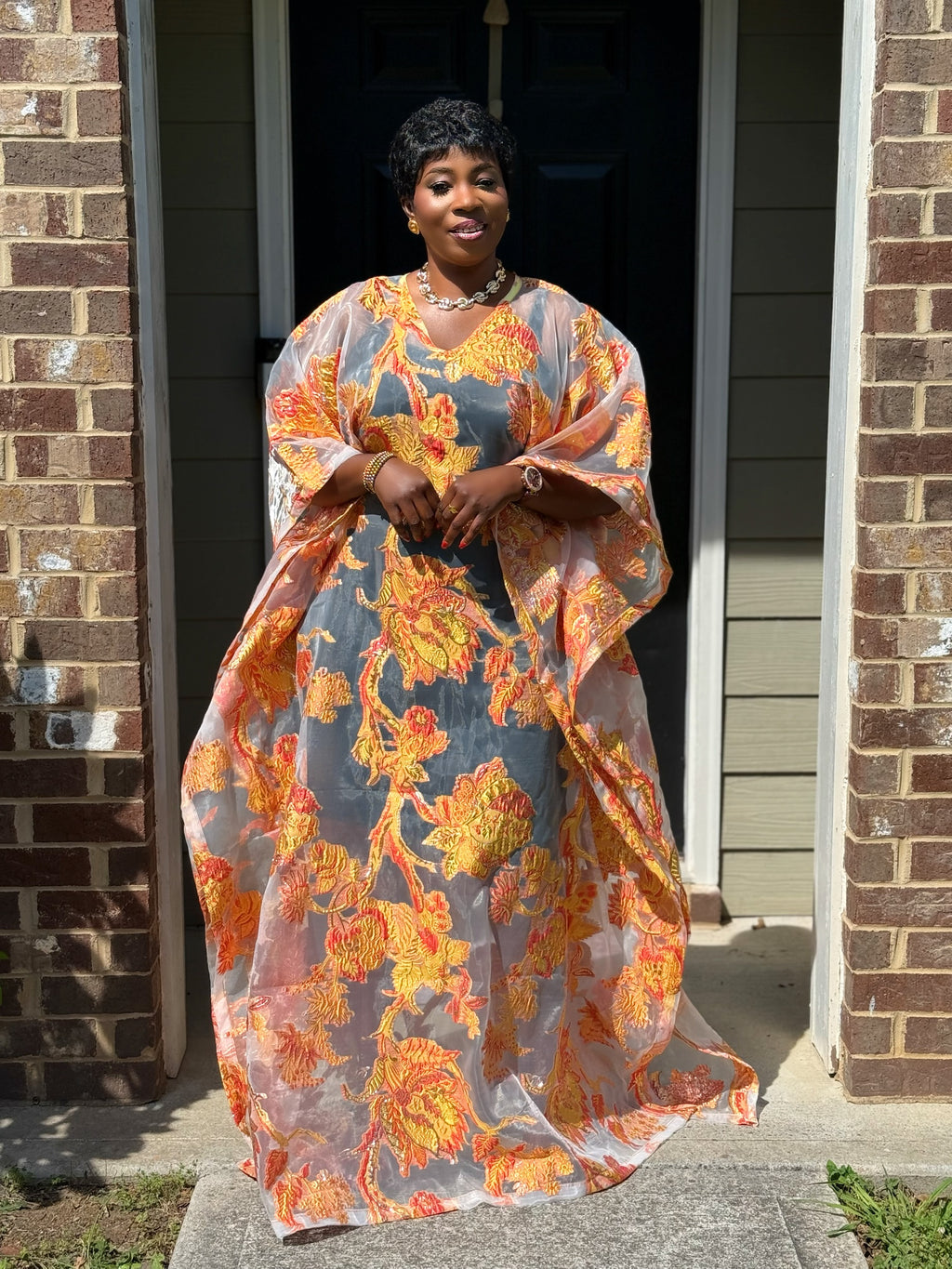 MARIAN Luxury brocade Organza boubou dress
