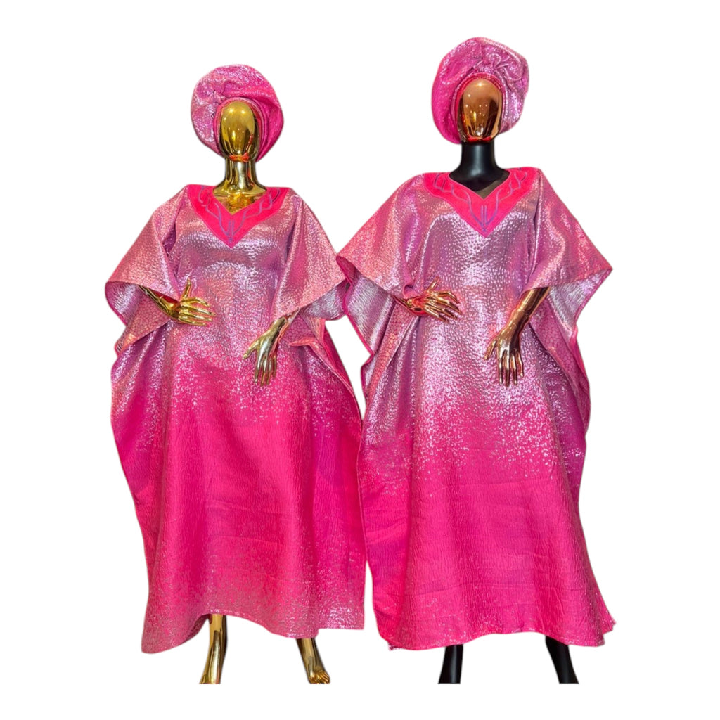 Brocade Embroidered Bubu with Head tie & Inner Belt