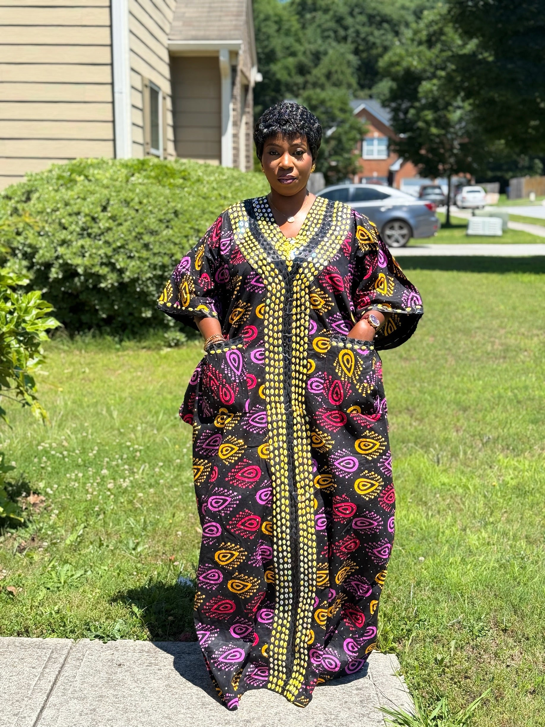 LUXURY FULLY BEADED COTTON ANKARA BUBU
