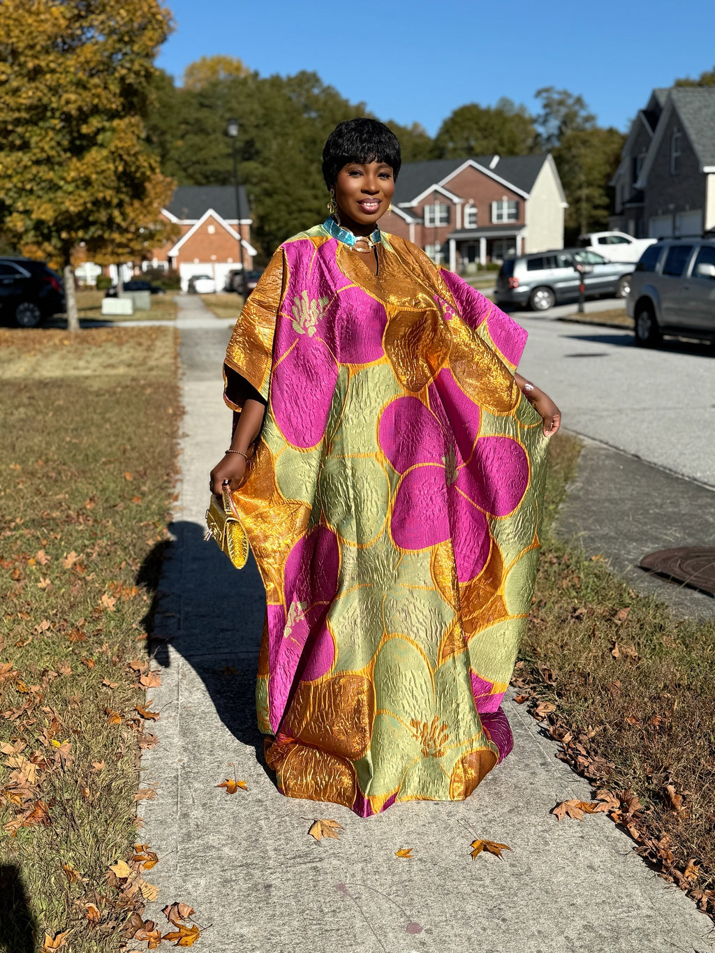 Dela Luxury brocade butterfly Bubu dress