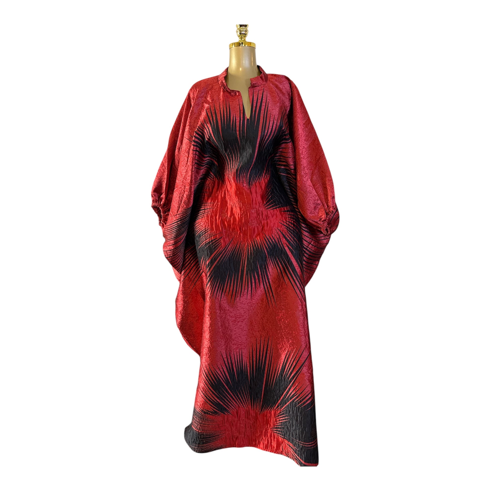 Regal Bloom Brocade Bubu Set 62” Luxury Kaftan with Head Wrap & Inner Belt