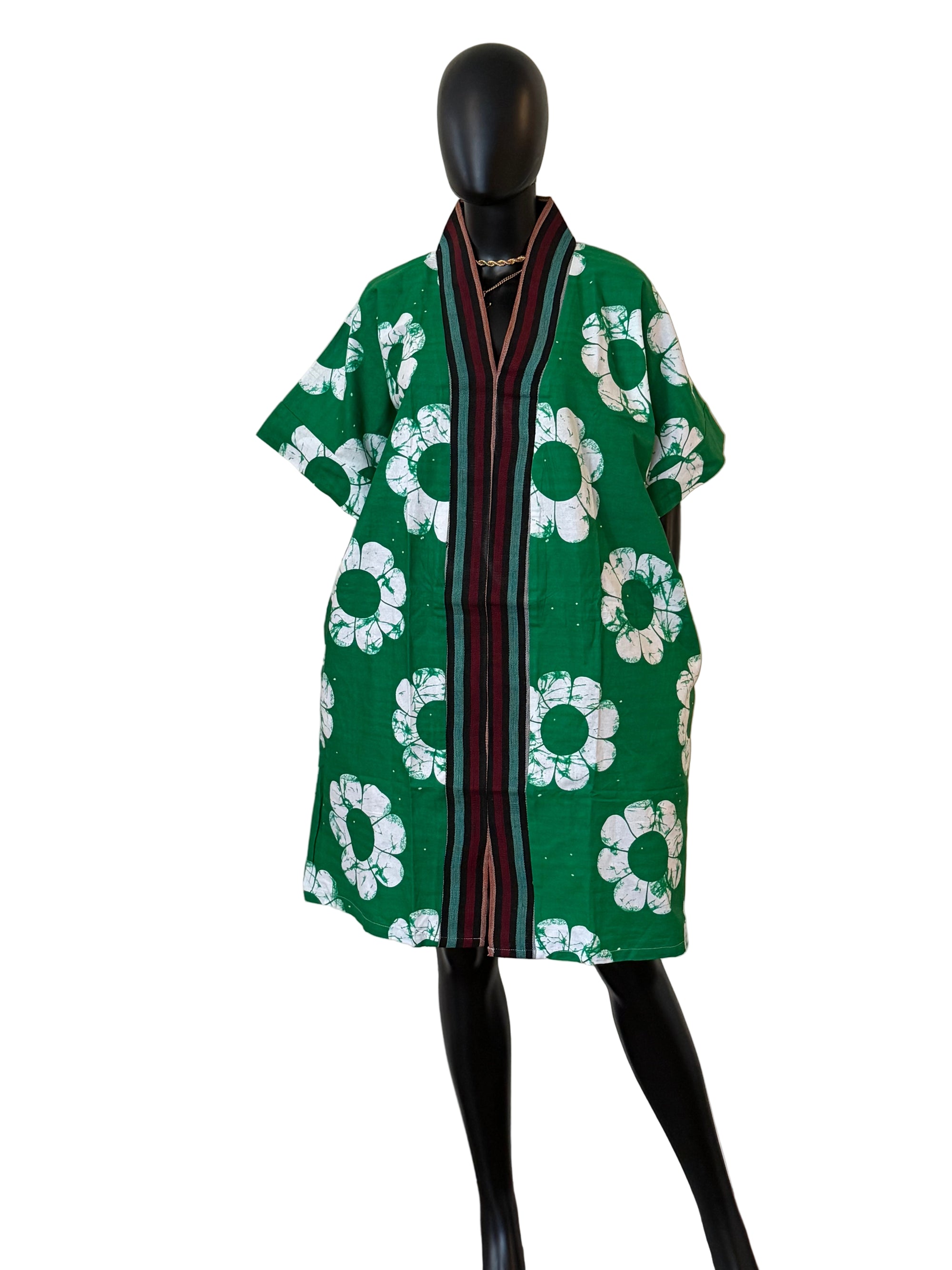 Chic Short Bubu Dress with Aso Oke Detail One Size, 100% Cotton 0.1