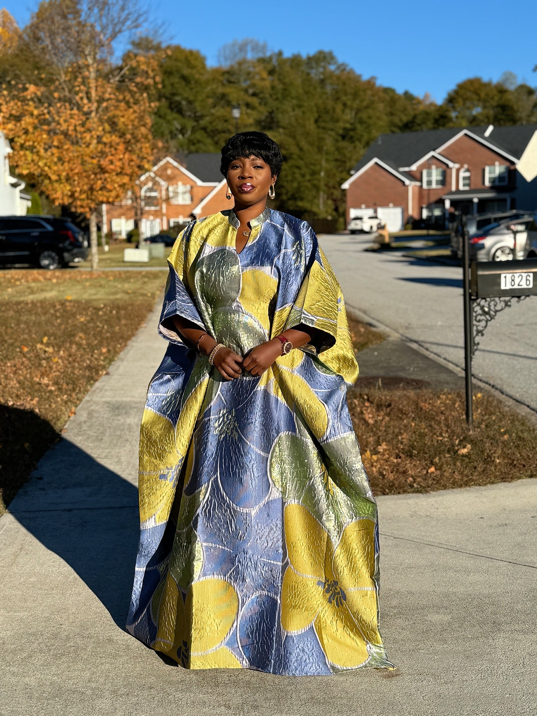 Dela Luxury brocade butterfly Bubu dress