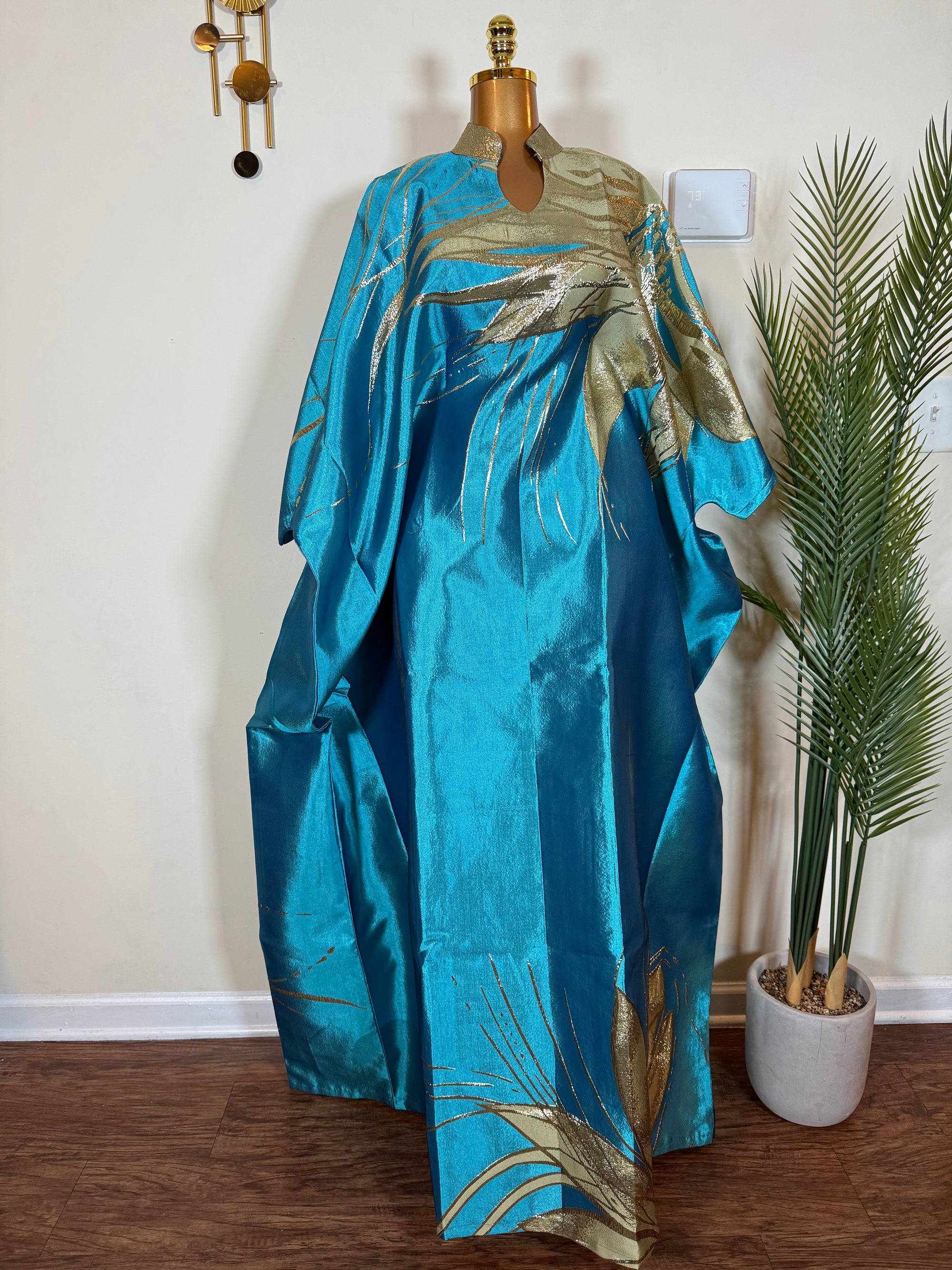 Brocade Bubu Set 62” Luxury Kaftan with Head Wrap & Inner Belt
