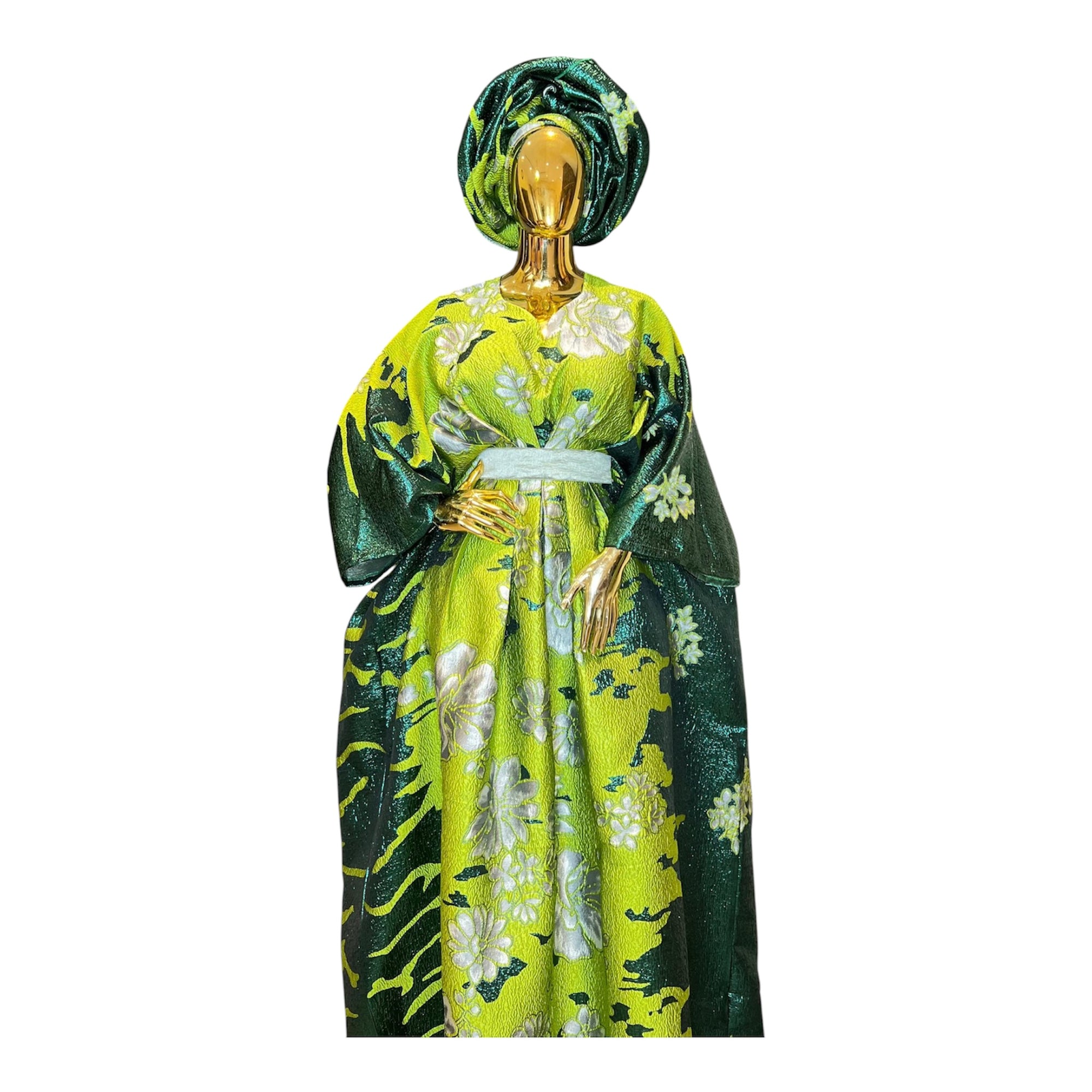 Emerald Bloom Luxury Brocade Boubou Set