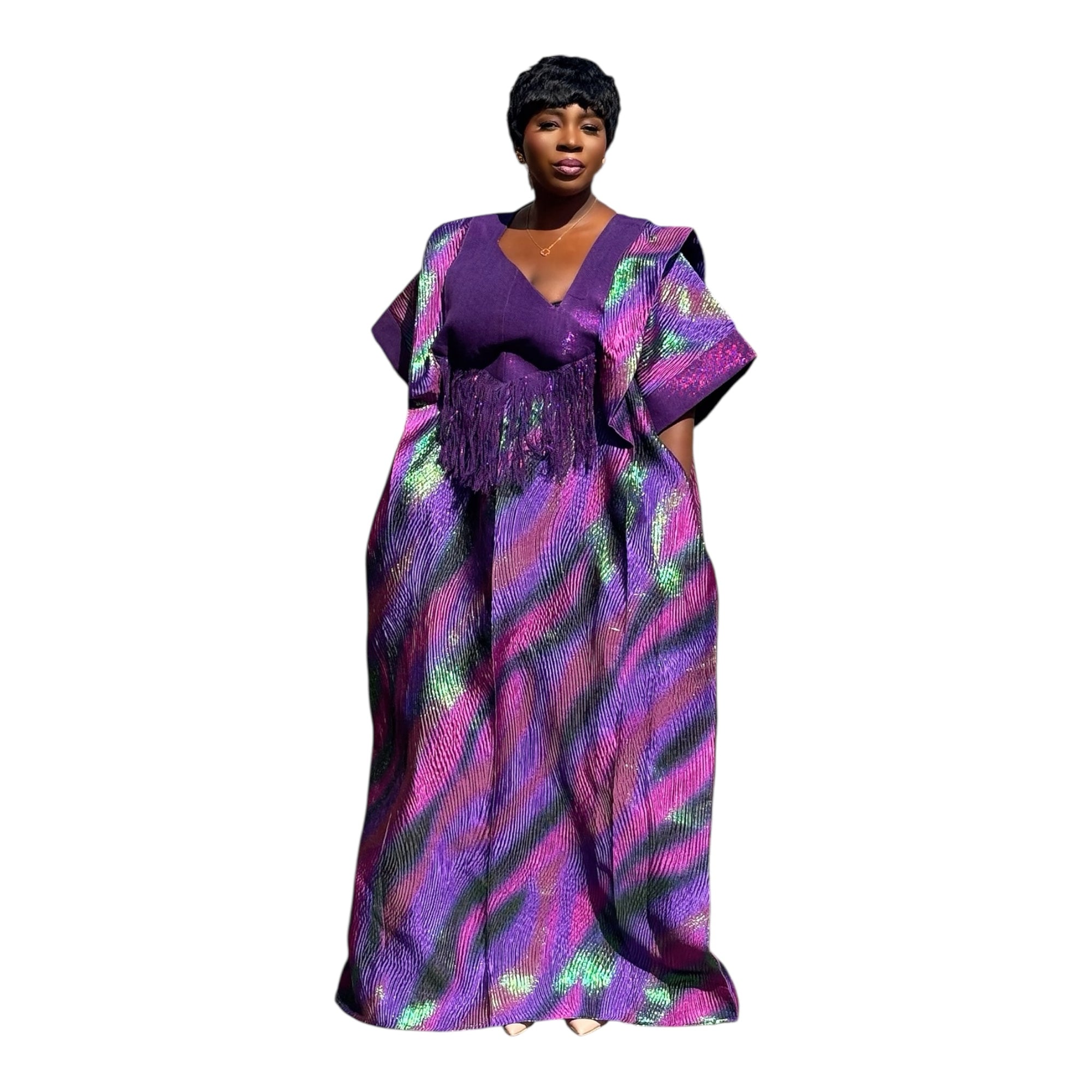 Bela  Luxury brocade boubou dress with head wrap