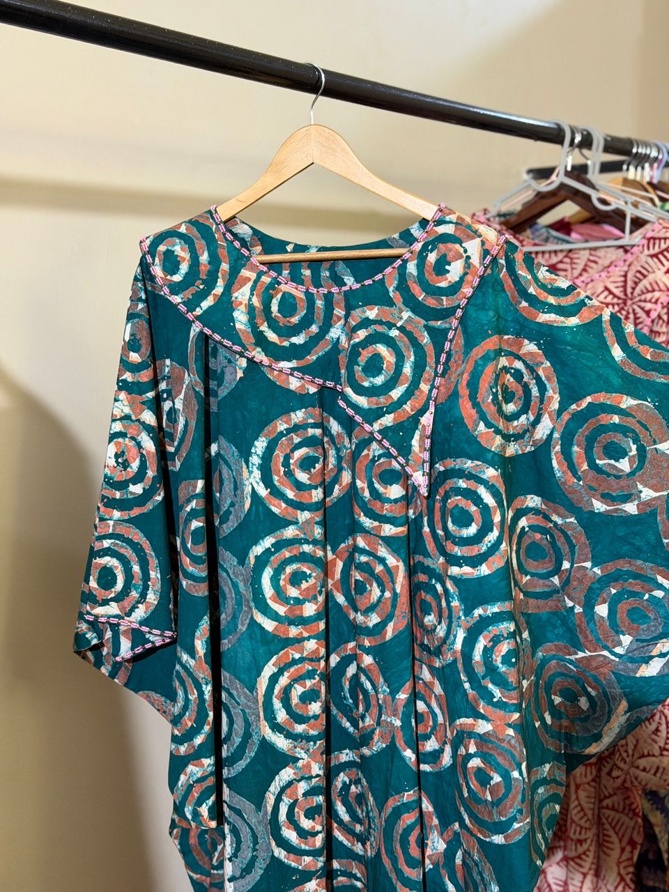 Hand beaded Cotton Batik (Adire) Bubu