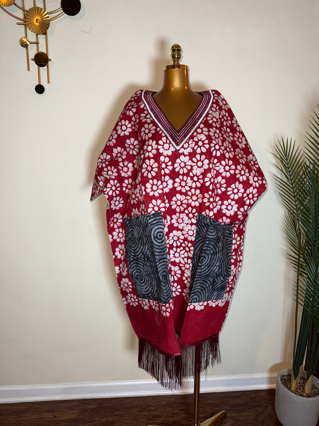 Luxury Adire Mini Fringe dress