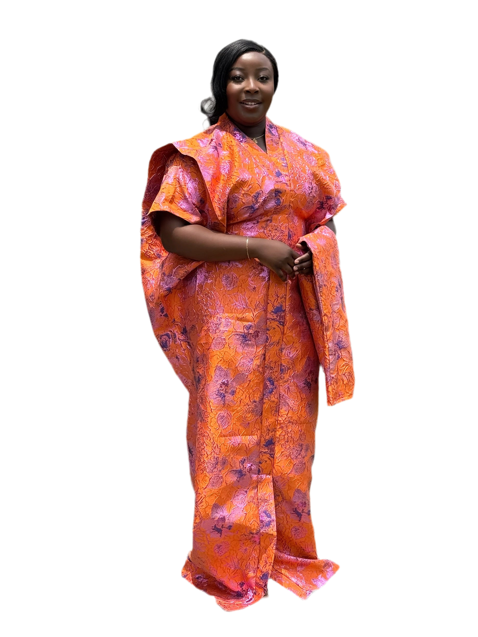IMADE Floral Elegance Bubu – 65” Free-Size with Pleated Shoulders & Headscarf
