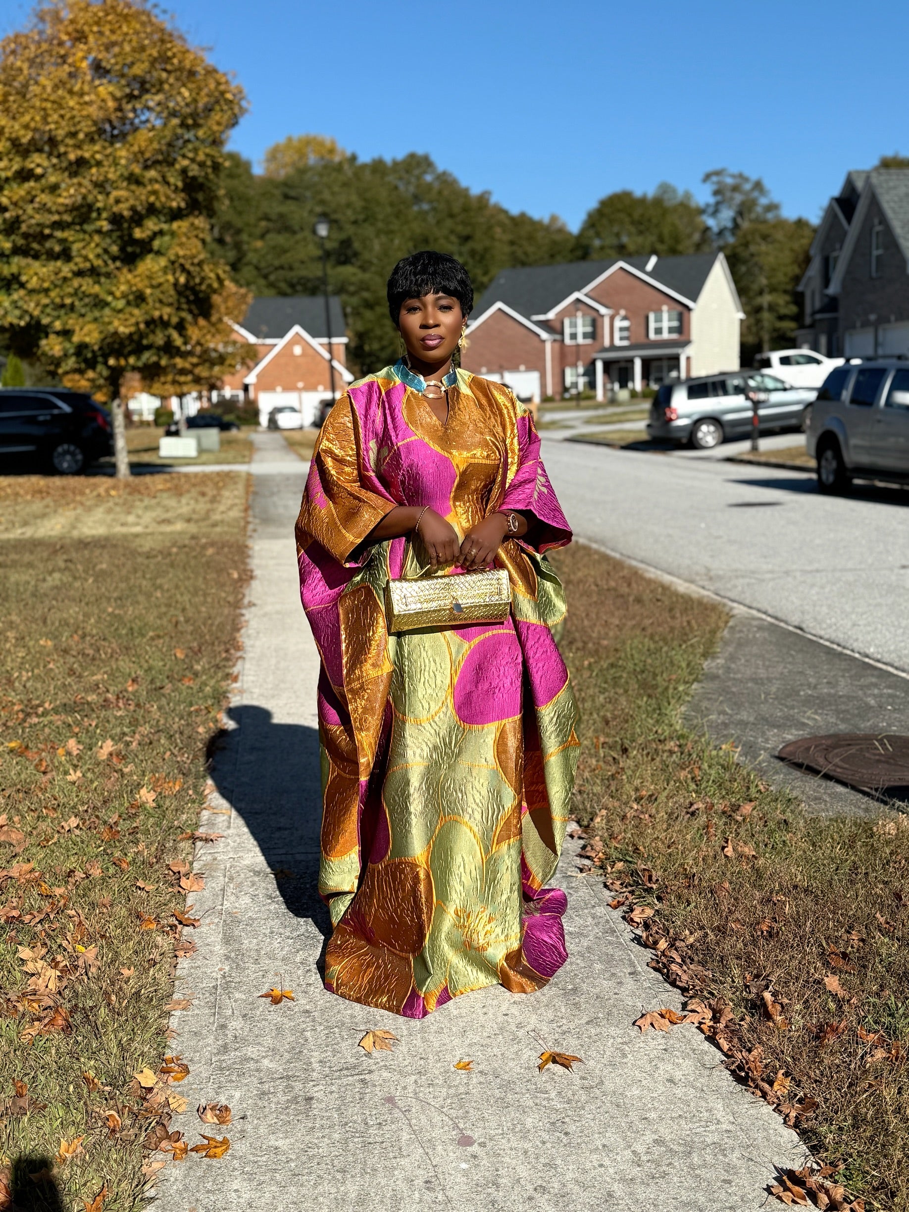 Dela Luxury brocade butterfly Bubu dress