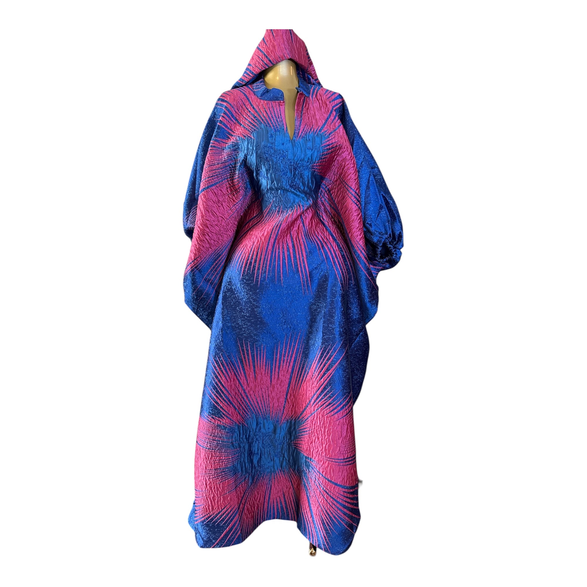 Regal Bloom Brocade Bubu Set 62” Luxury Kaftan with Head Wrap & Inner Belt