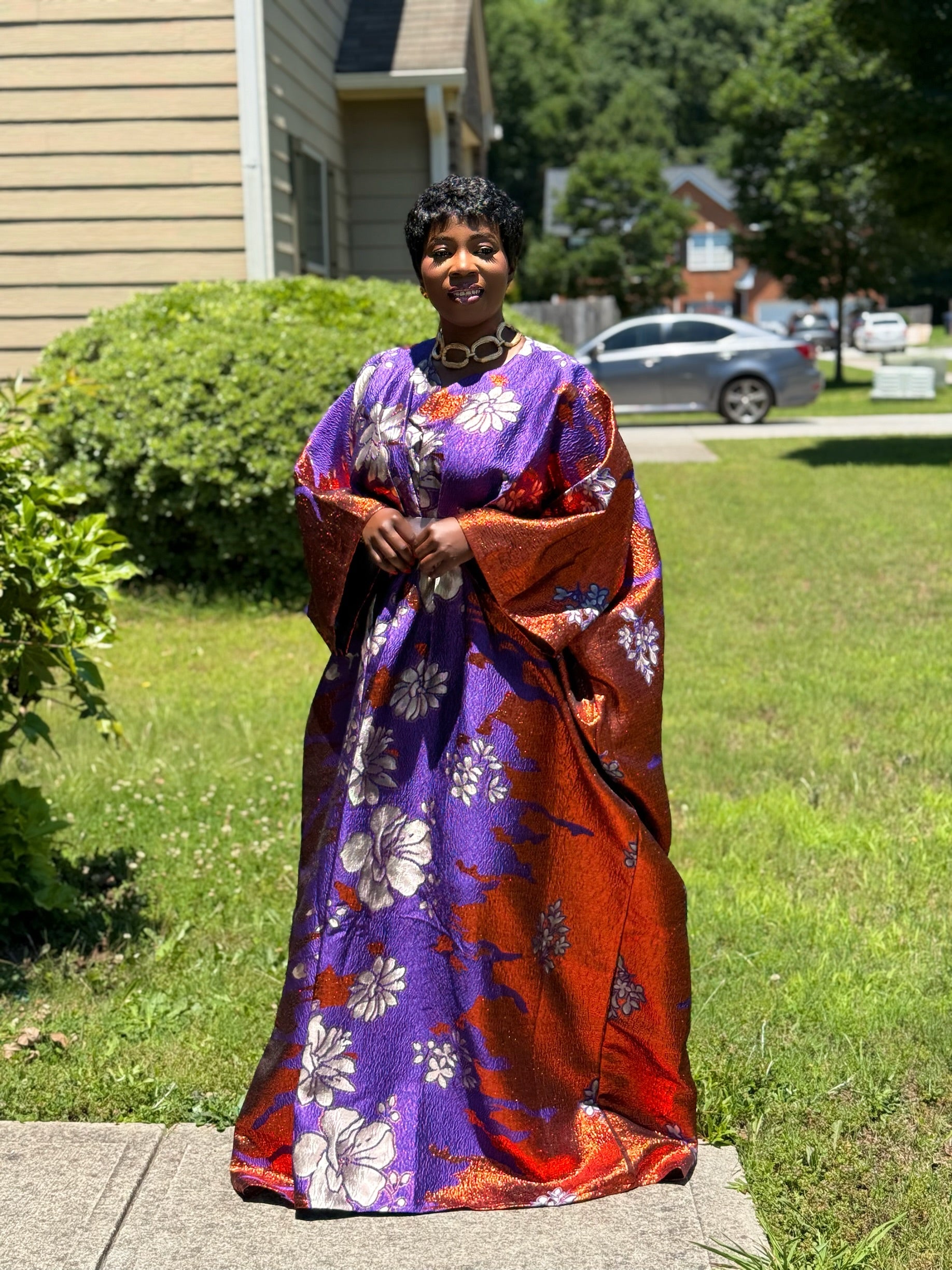 Emerald Bloom Luxury Brocade Boubou Set