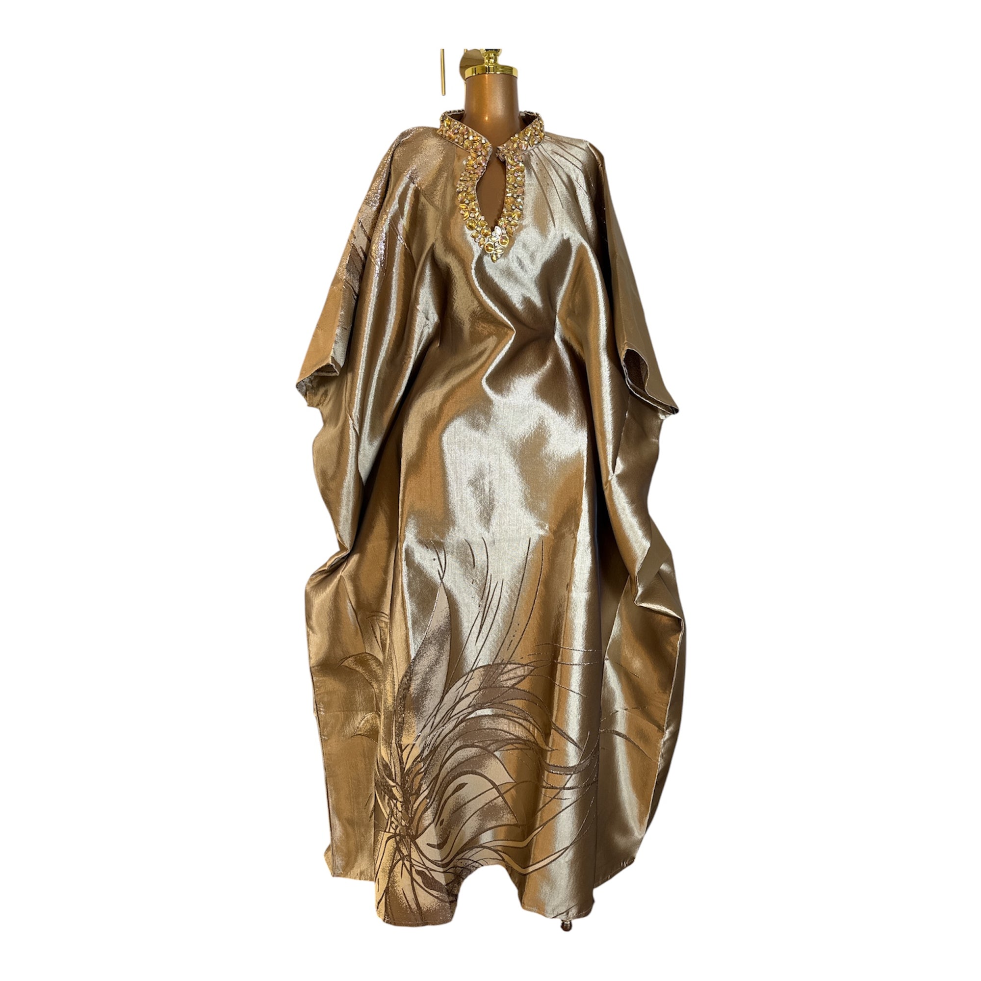 Grace  Luxury embellished Brocade Bubu with Scarf