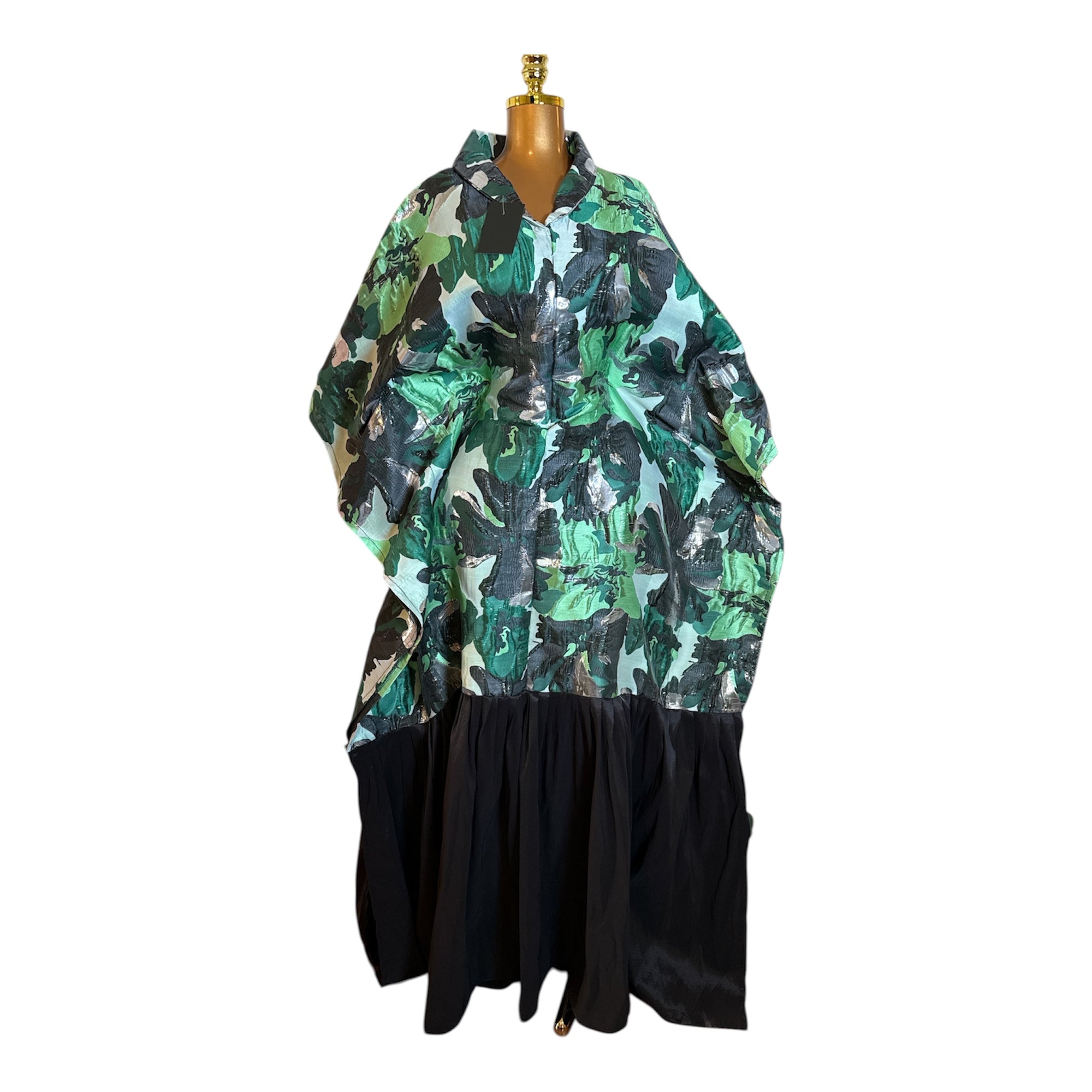 Luxury Brocade Boubou Dress –Ruffle Hem | Elegant African Maxi Dress | One Size Fits All