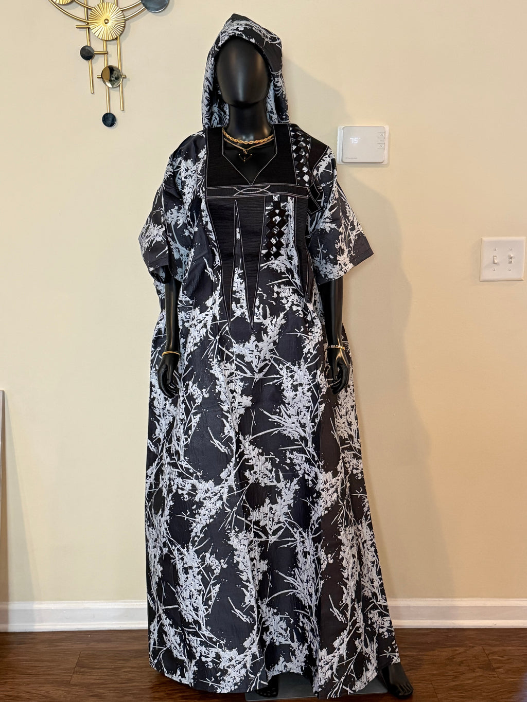 Naana Luxury Embroidered Brocade Bubu Dress  African Kaftan with Head Wrap